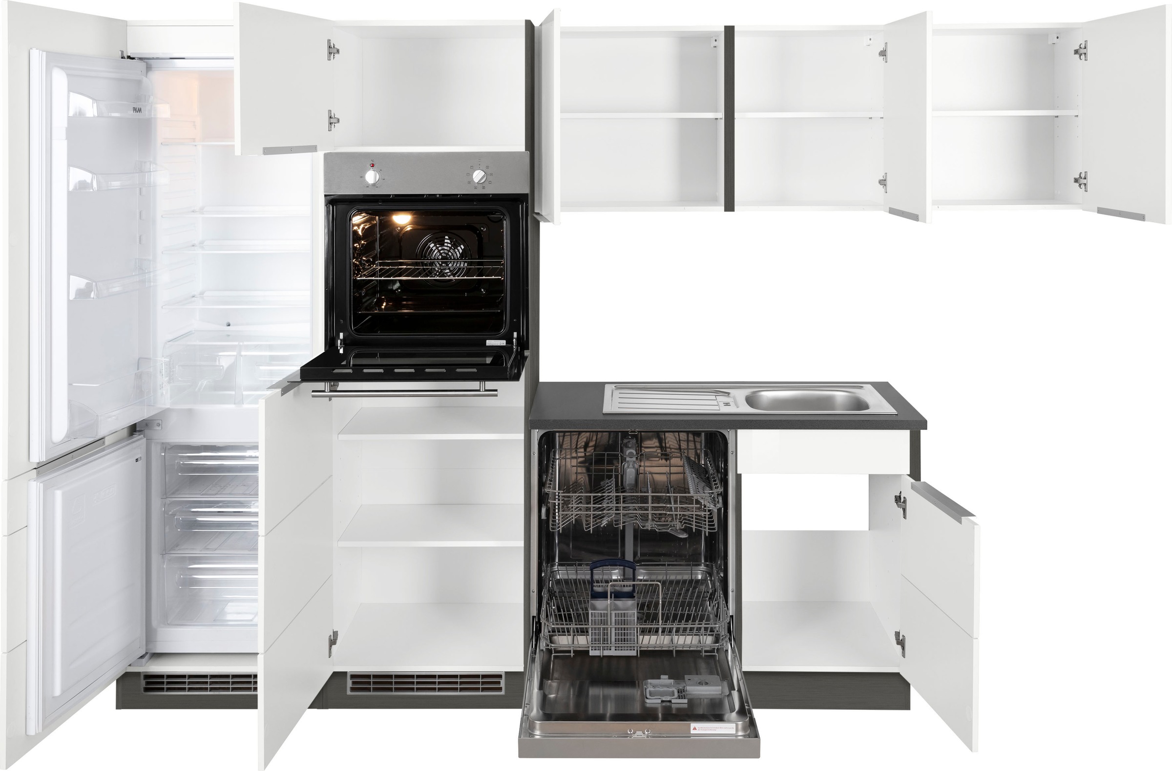 KOCHSTATION Winkelküche »KS-Brindisi Stellbreite 290/170 cm«, wahlweise mit E-Geräten und Induktion, mit MDF-Fronten