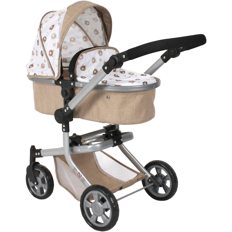 CHIC2000 Kombi-Puppenwagen »Mika« mit schwenkbaren Vorderrädern Bärchen natur