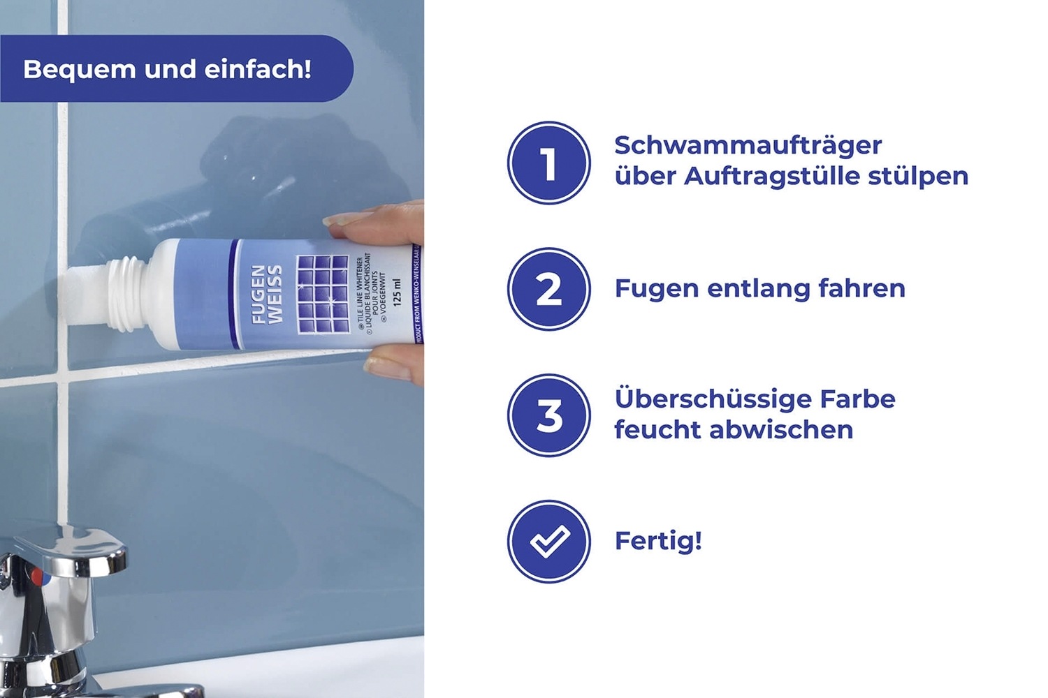 Maximex Bodenwischer-Set »Fugen-Reinigung«, (Set, 3 St.), 2 x Fugenweiß mit Schwammaufträger und Fugenbürste