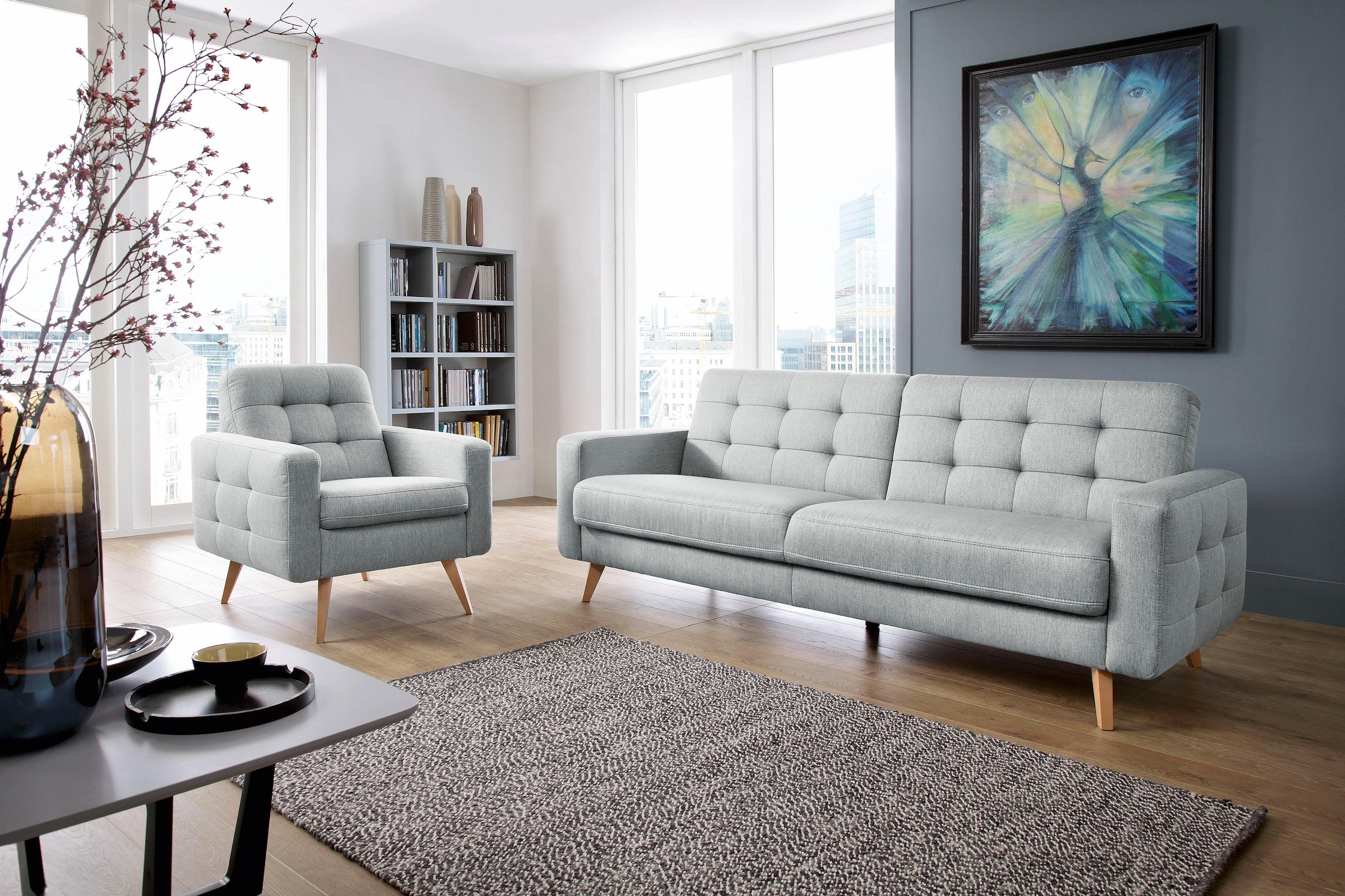exxpo - sofa fashion 3-Sitzer »Nappa, Schlafsofa, bequem, zeitloses Design, L-Form« tolle Detailverarbeitung, mit Bettfunktion und Bettkasten