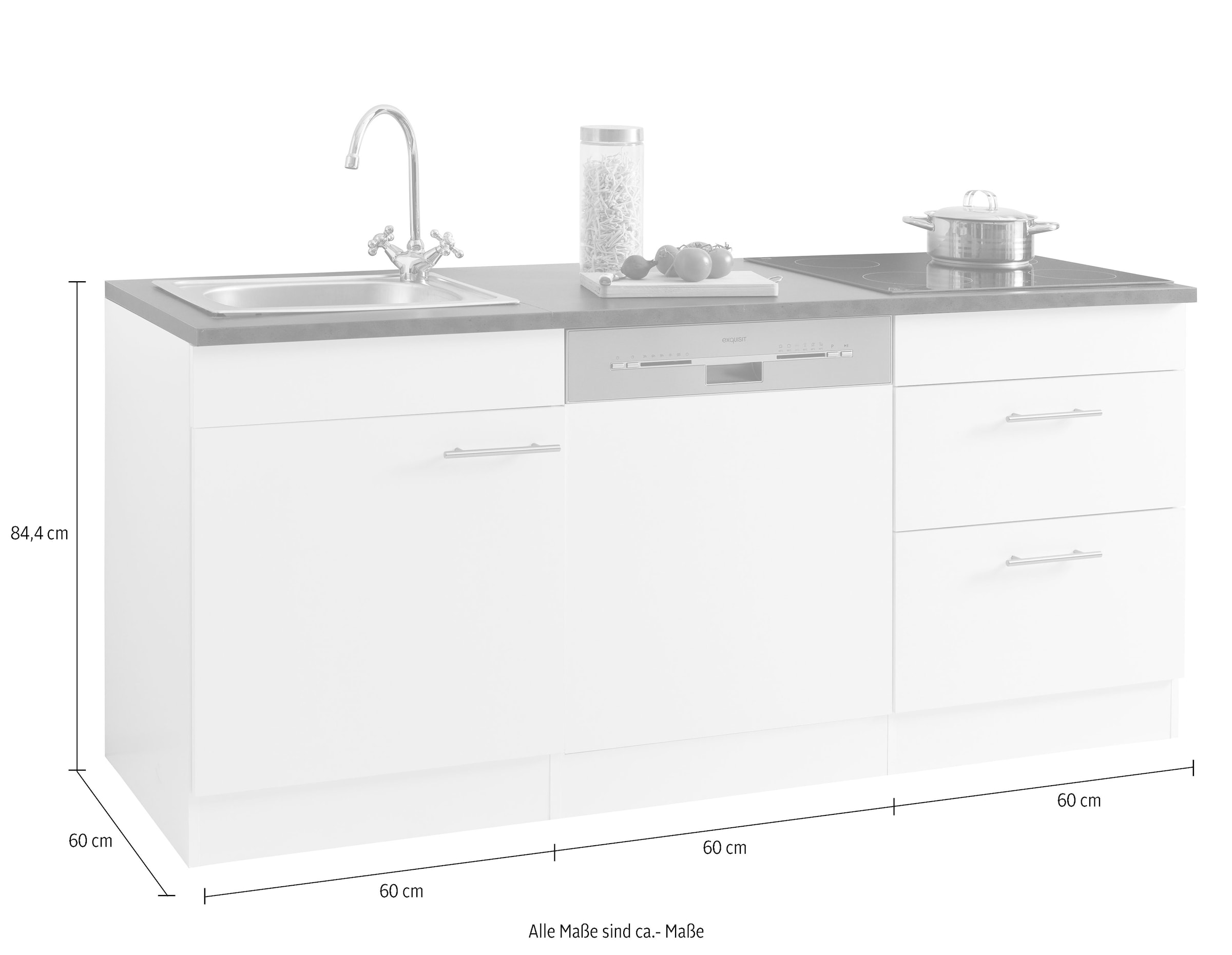 OPTIFIT Küchenzeile »Mini«, auf Rechnung cm, Arbeitsplatte bestellen mm Breite 180 starker mit 28 E-Geräten, mit