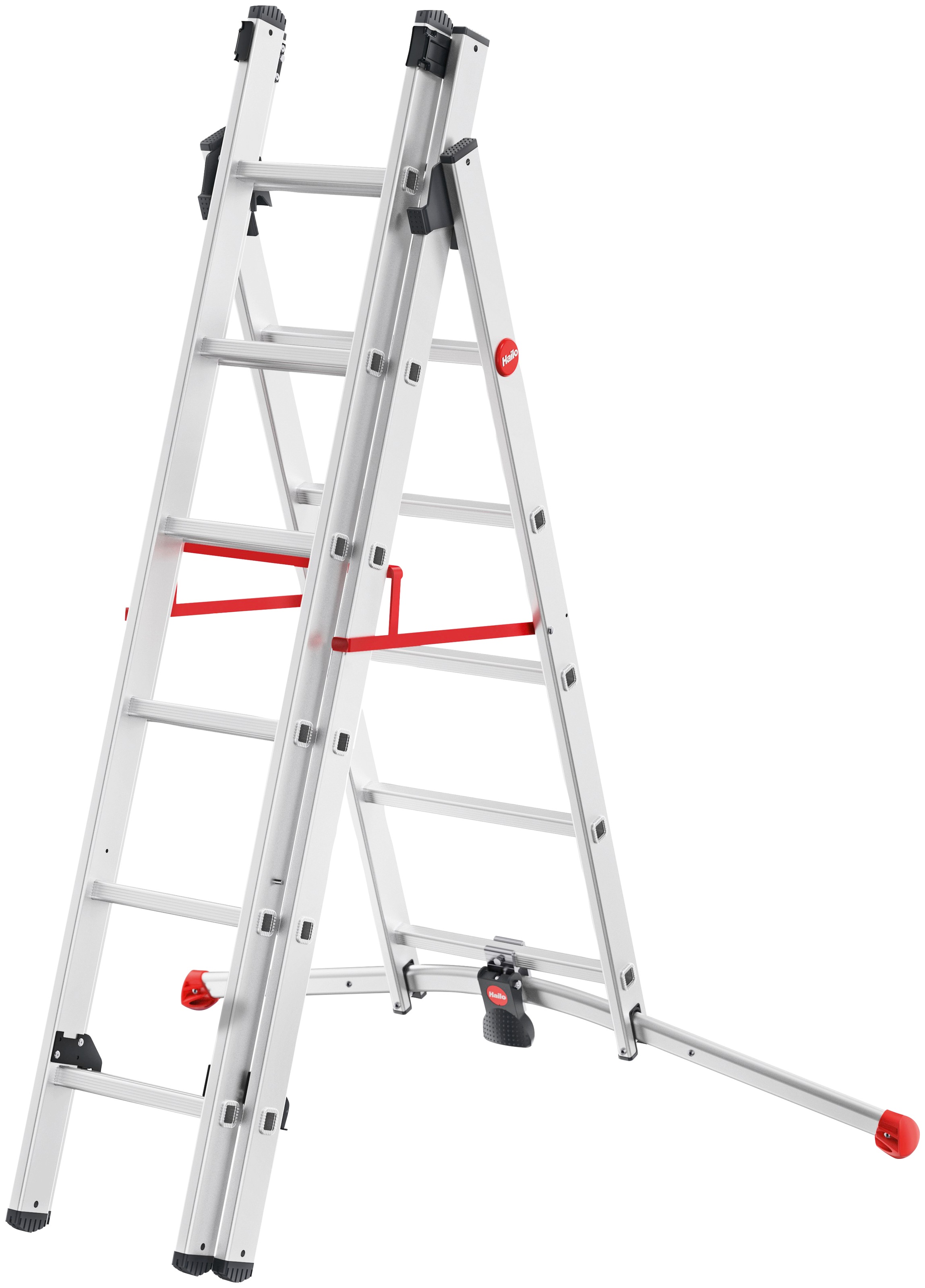 Hailo Anlegeleiter »S100 ProfiLOT«, Aluminium Kombileiter 3-teilig, 2x6 + 1x5-sprossig