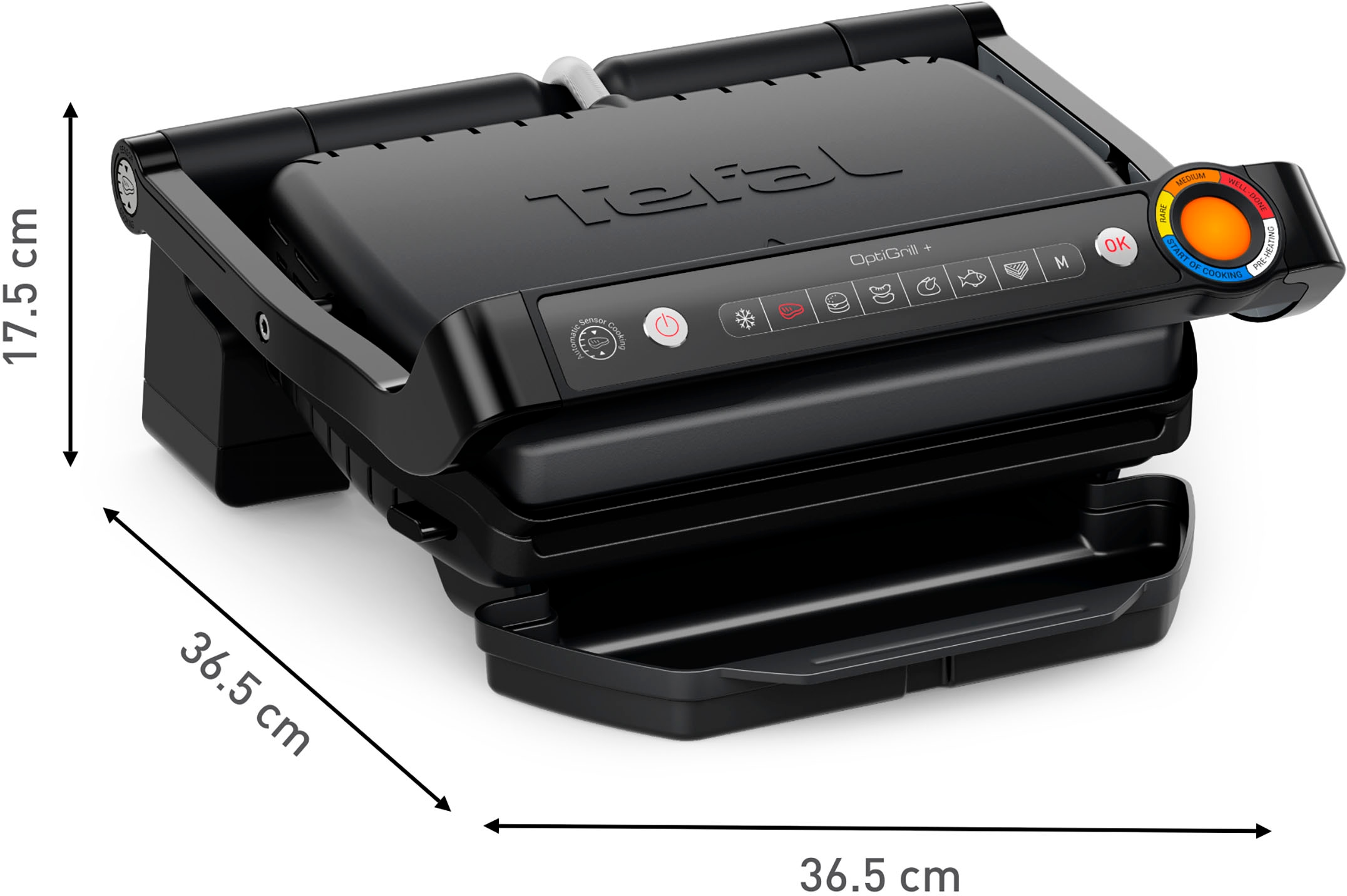 Tefal Kontaktgrill »GC717810 OptiGrill+«, 2000 W, erneuerte Kochstufenanzeige, 6 Automatikprogramme, inkl. Rezeptbuch