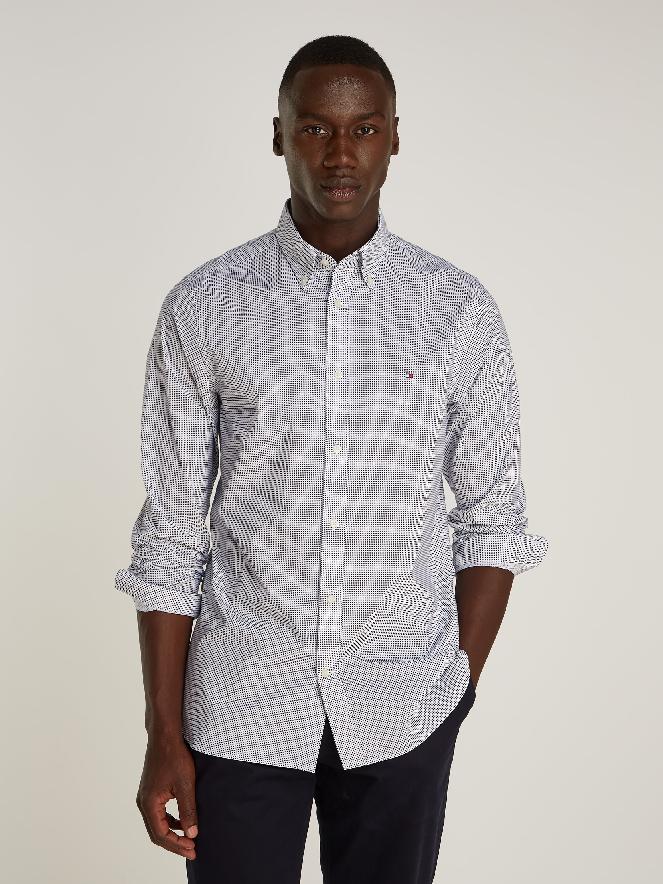 Tommy Hilfiger Businesshemd »MICRO PRINT SF SHIRT«, kleinkariert gemustert