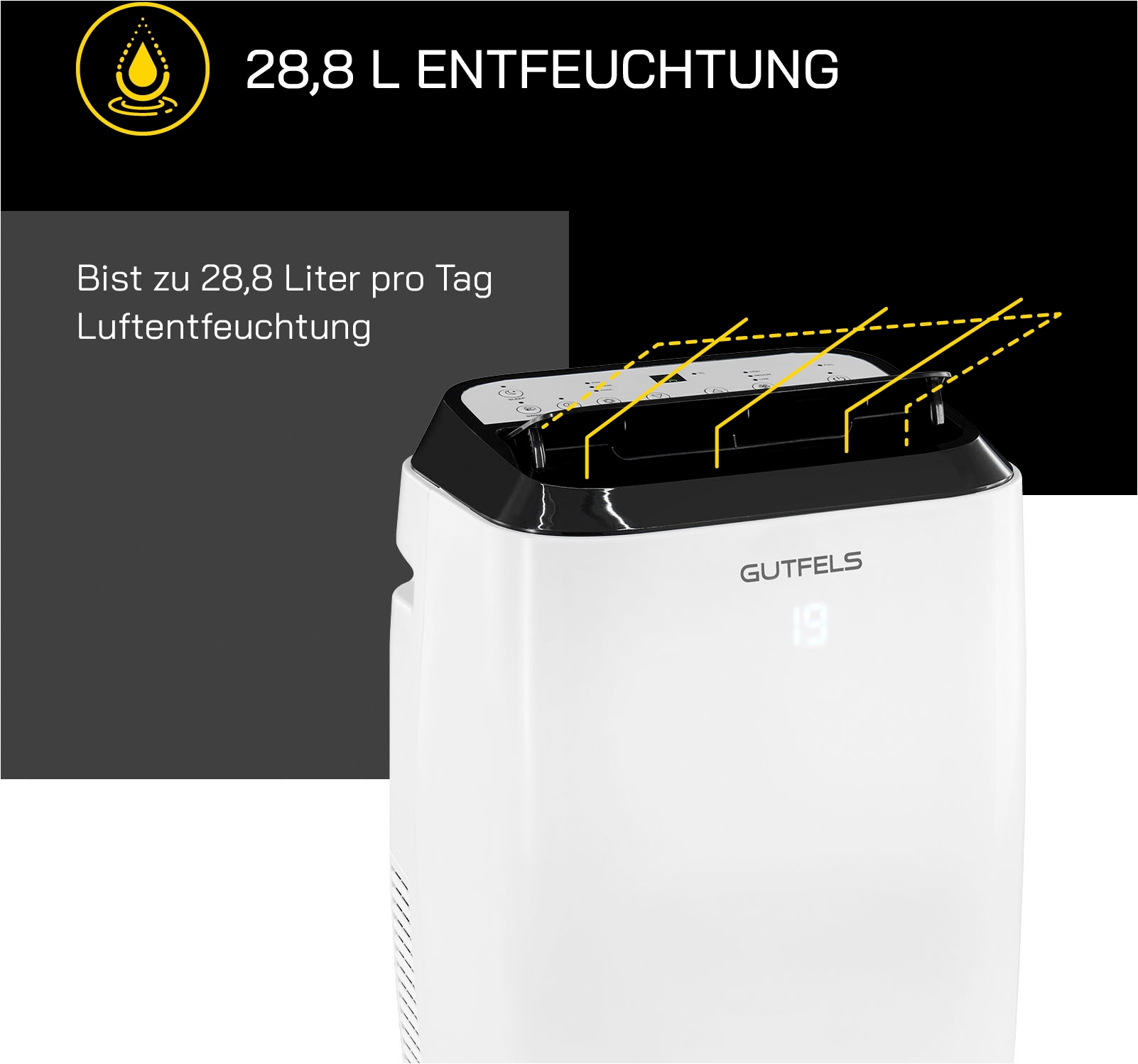 Gutfels 3-in-1-Klimagerät »CM 61249 we«, Luftkühlung - Entfeuchtung, geeignet für 38 m² Räume