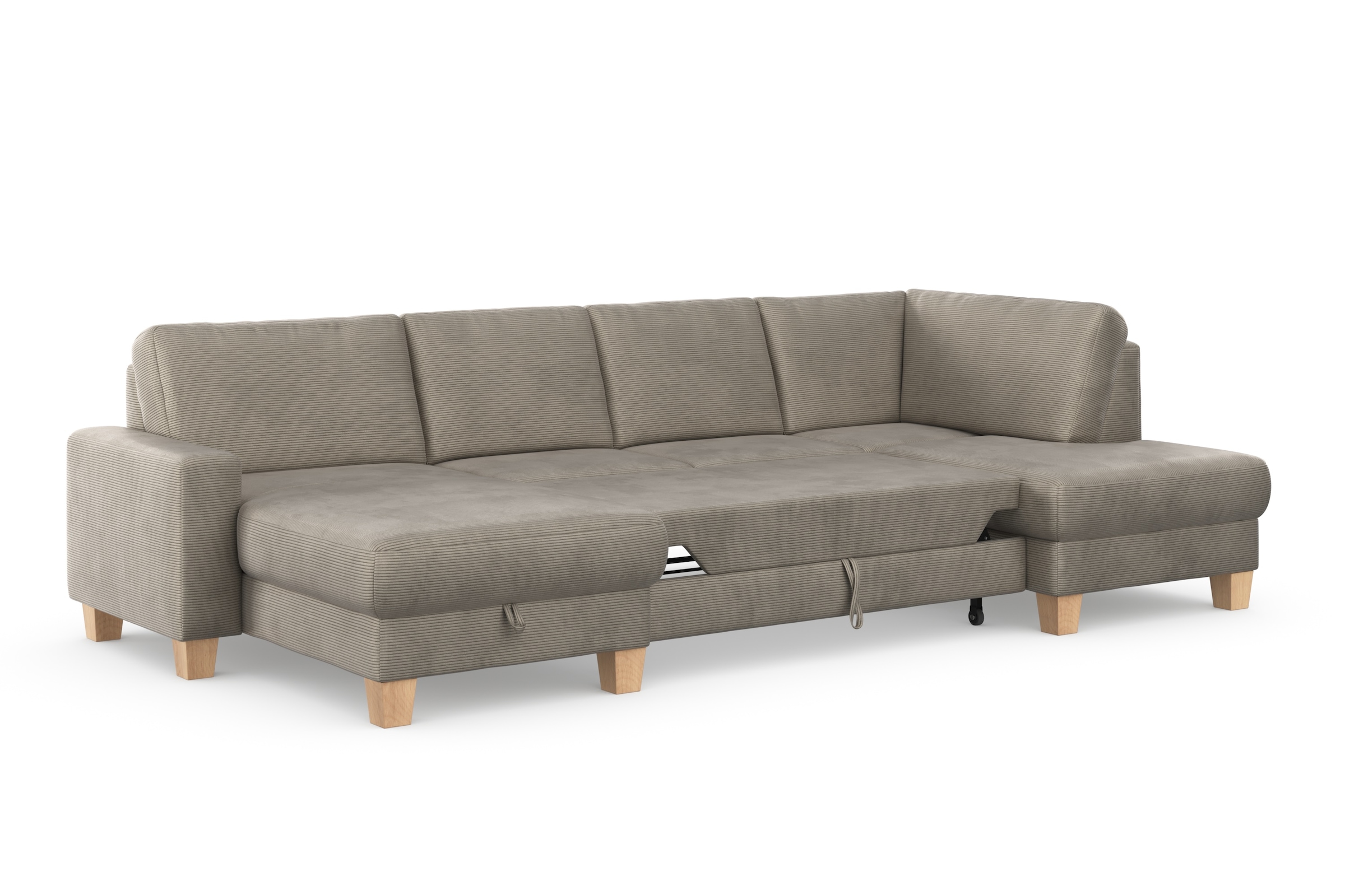 Home affaire Wohnlandschaft »Summer U-Form«, mit oder ohne Bettfunktion und Bettkasten, Cord-Bezug