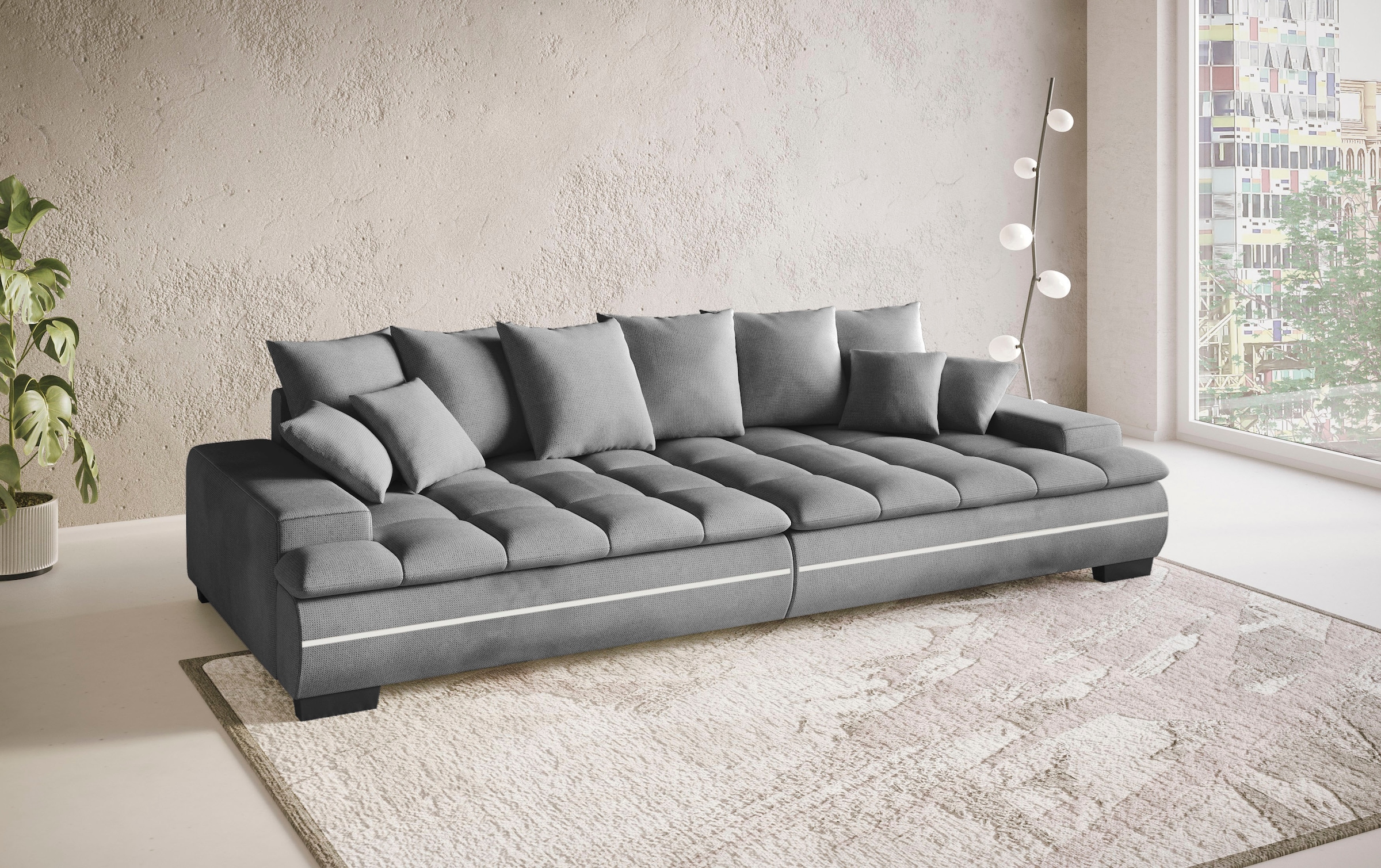 Mr. Couch Big-Sofa »Haiti II RGB-LED«, RGB-LED Beleuchtung, mit Handwerklich gearbeiteter Komfort-Steppung