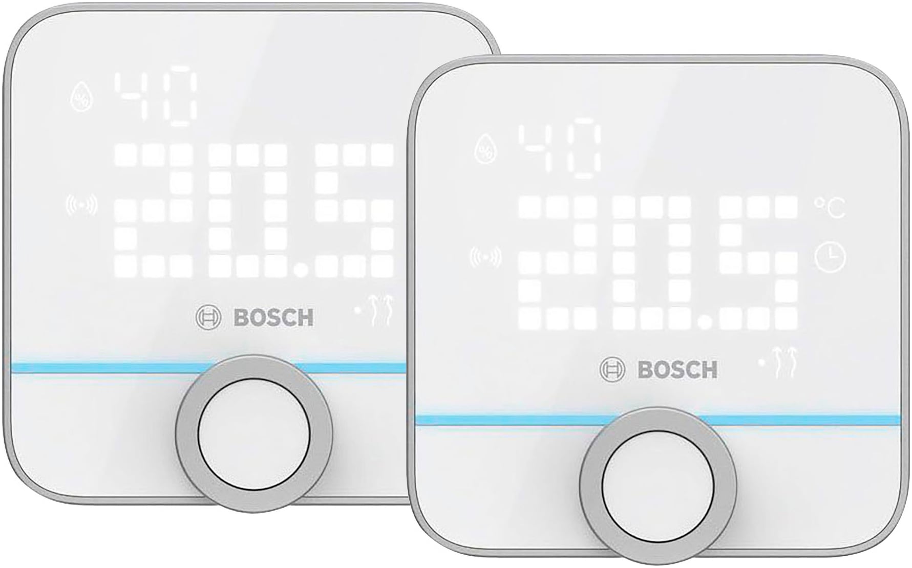 BOSCH Raumthermostat »Smart Home II 2erSet« 2 Stk. tlg. weiß Einfache Bedienung via Dreh- und Drückknopf. Mehrfarbiger LED-Leuchtstreifen...
