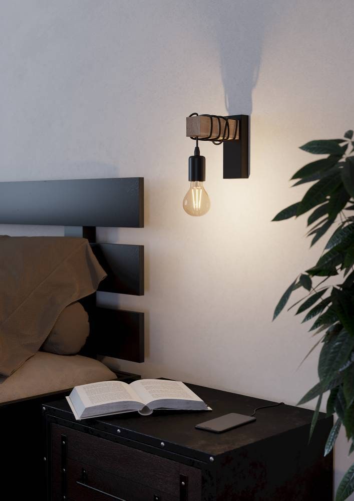 EGLO Wandleuchte »TOWNSHEND«, 1 flammig, Leuchtmittel E27 | ohne Leuchtmittel, Wohnzimmer, Esszimmer, Flur, 1-flammig, 21,5x6,5x19cm
