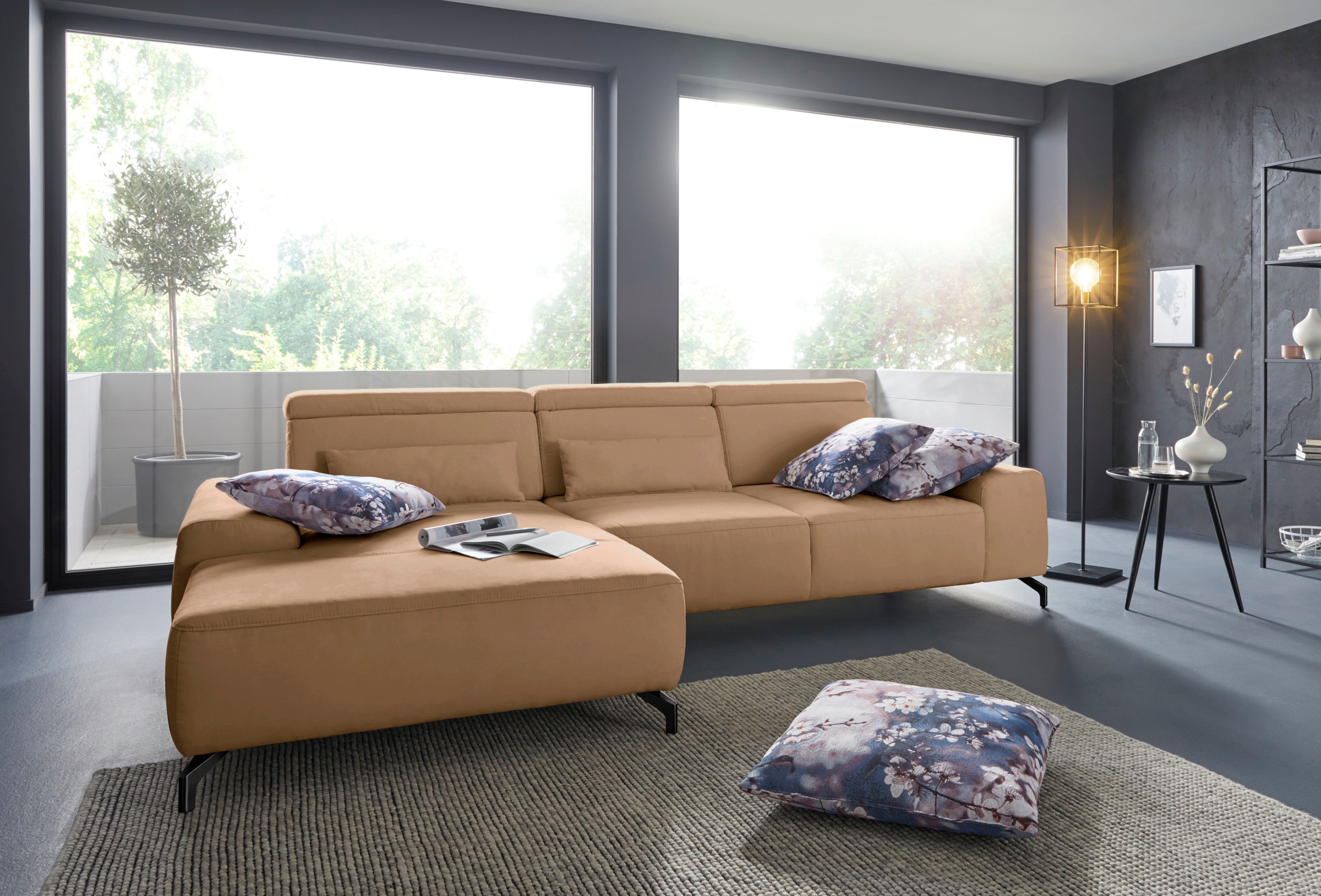 sit&more Ecksofa »Gizeh L-Form«, Fußhöhe 12 cm, inklusive Sitztiefenverstellung und Kopfteilverstellung