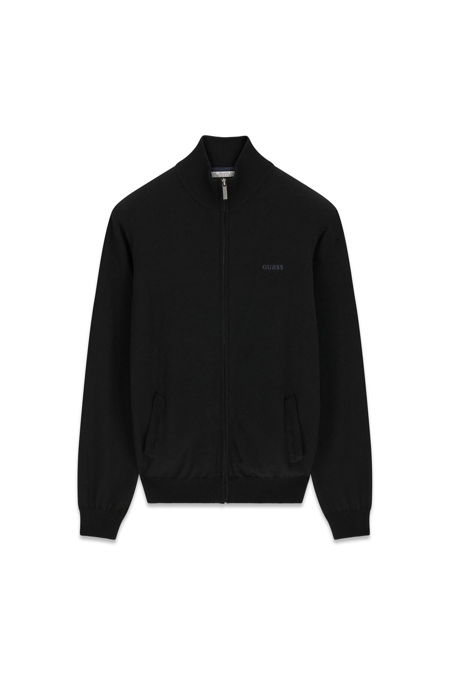 Guess Strickjacke »MAGNUS« mit Woll- und Seiden-Anteil, Stehkragen, Regular Fit