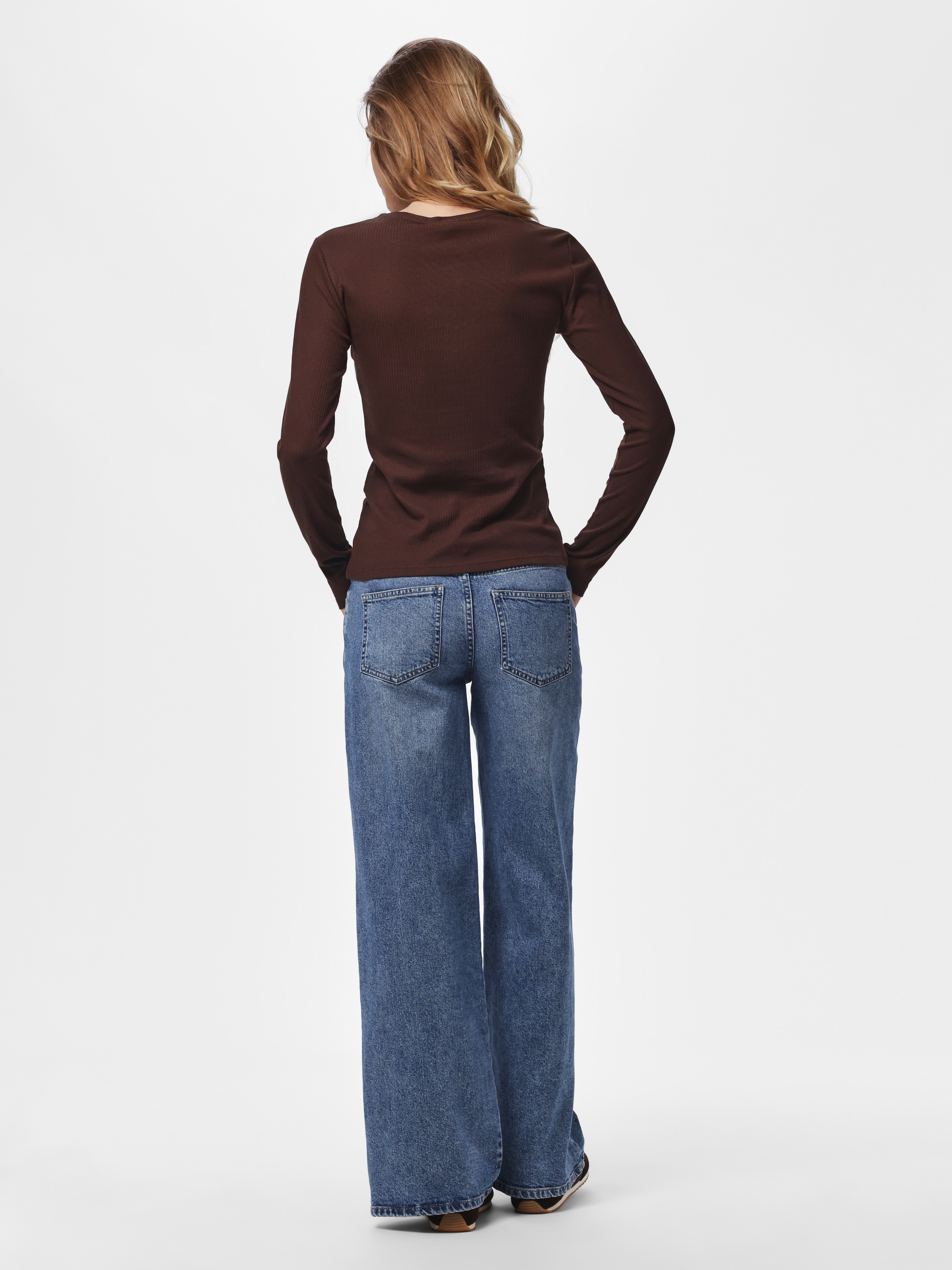 pieces Langarmshirt »PCRUKA LS TOP NOOS BC« Baumwollmischung, slim fit