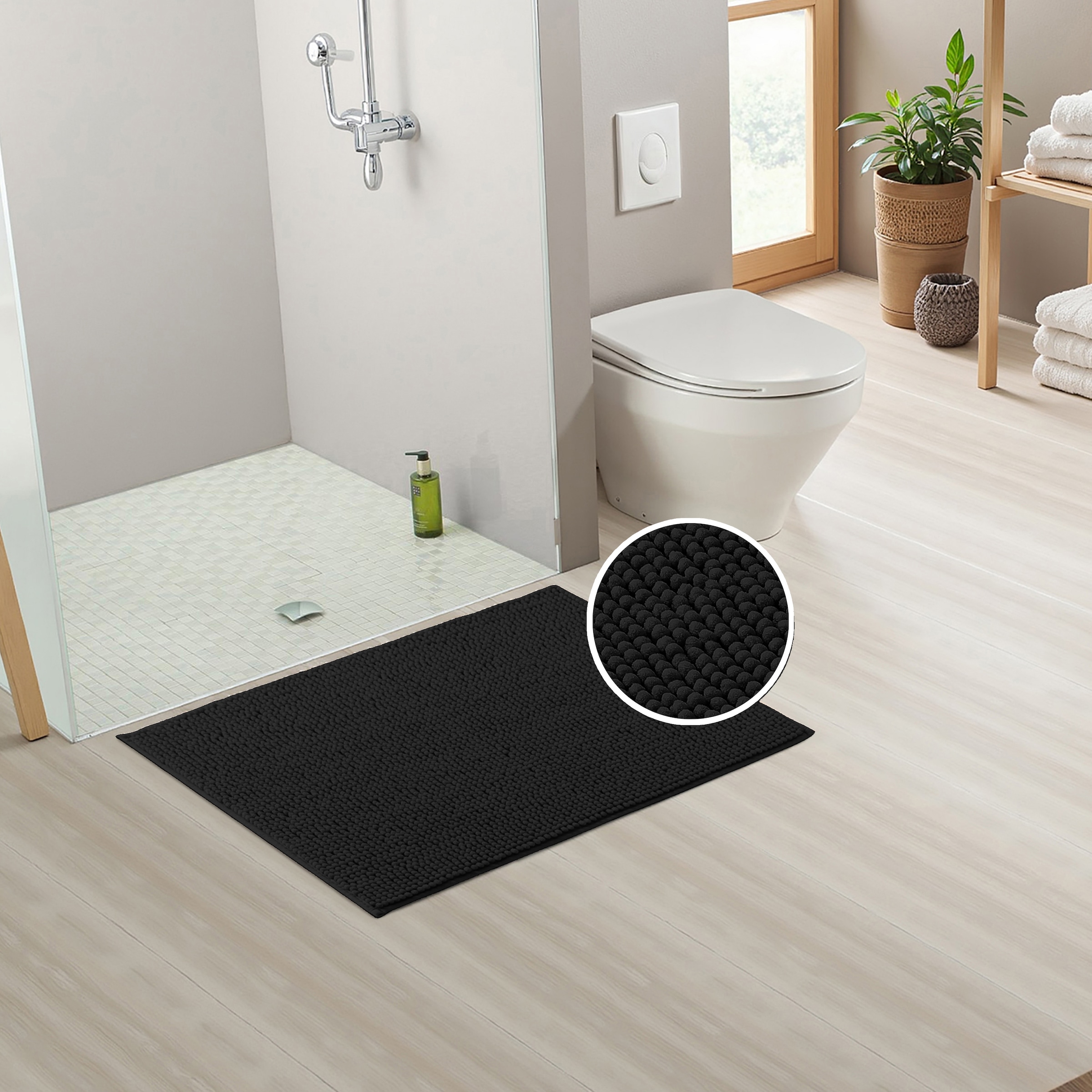 my home Badematte »Vanessa Chenille, Badvorleger, Badezimmer Teppich, Duschvorleger«, beidseitig nutzbar-strapazierfähig-fußbodenheizungsgeeignet-schnell trocknend, Uni Farben, besonders weich, rechteckig