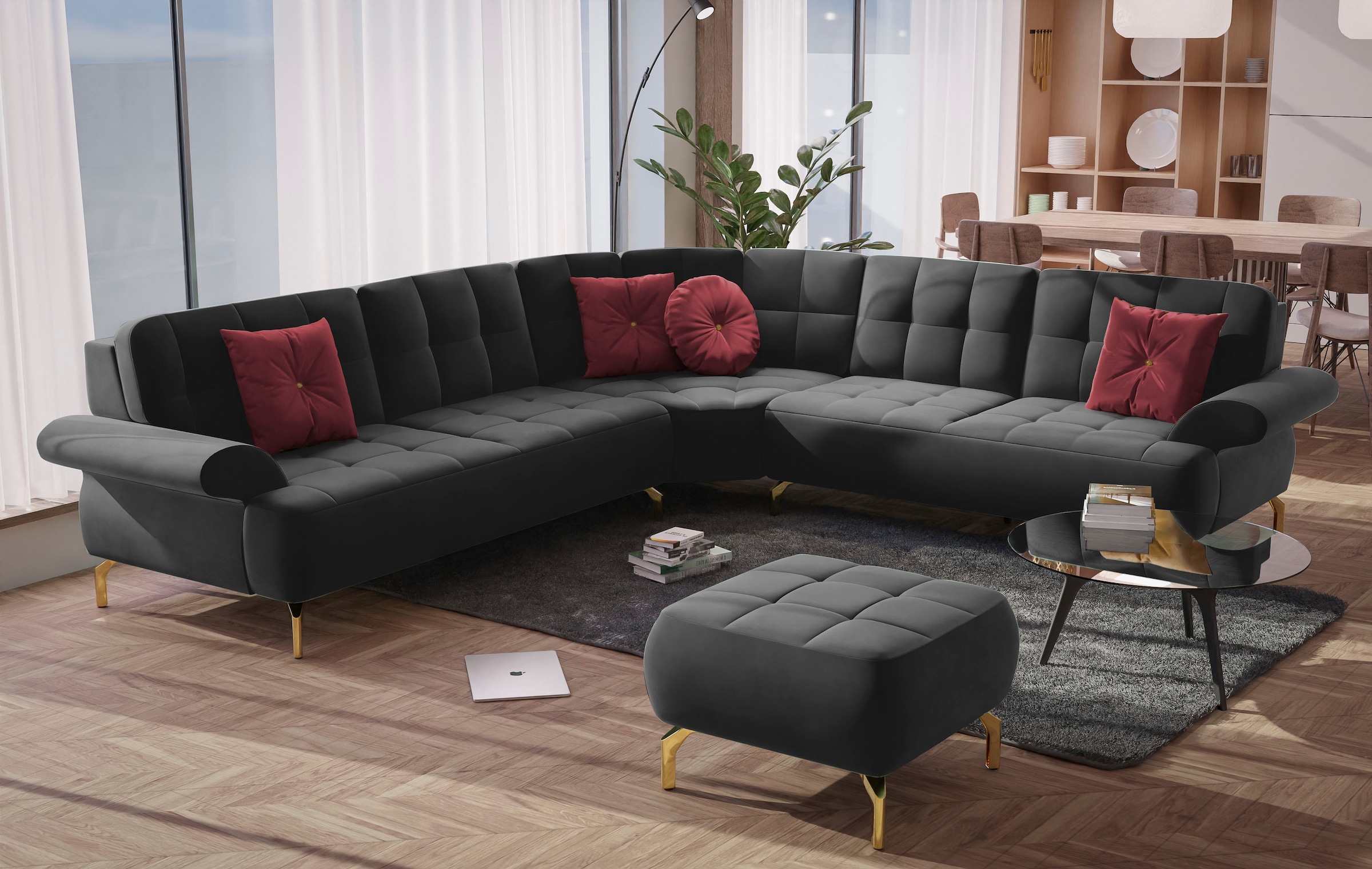 sit&more Ecksofa "Orient 1 V L-Form", inkl. 4 Zierkissen mit Strass-Stein, günstig online kaufen