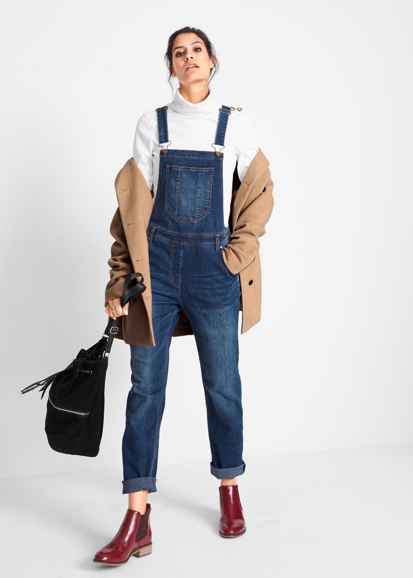 bonprix Jeanslatzhose lockerer loose fit, mit Elasthananteil