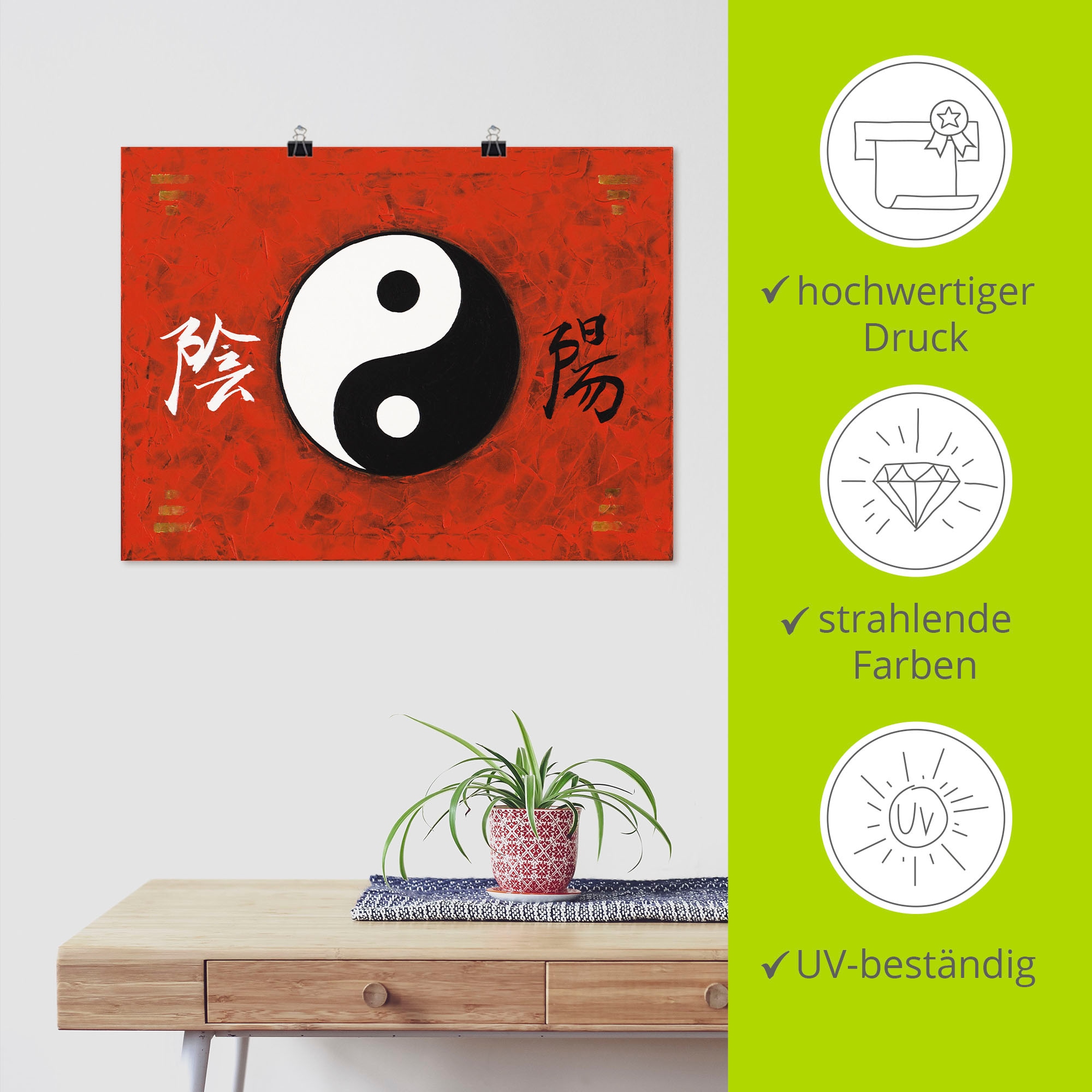 Artland Wandbild »Yin & Yang«, Zeichen, (1 St.), als Alubild, Outdoorbild, Poster in verschied. Größen