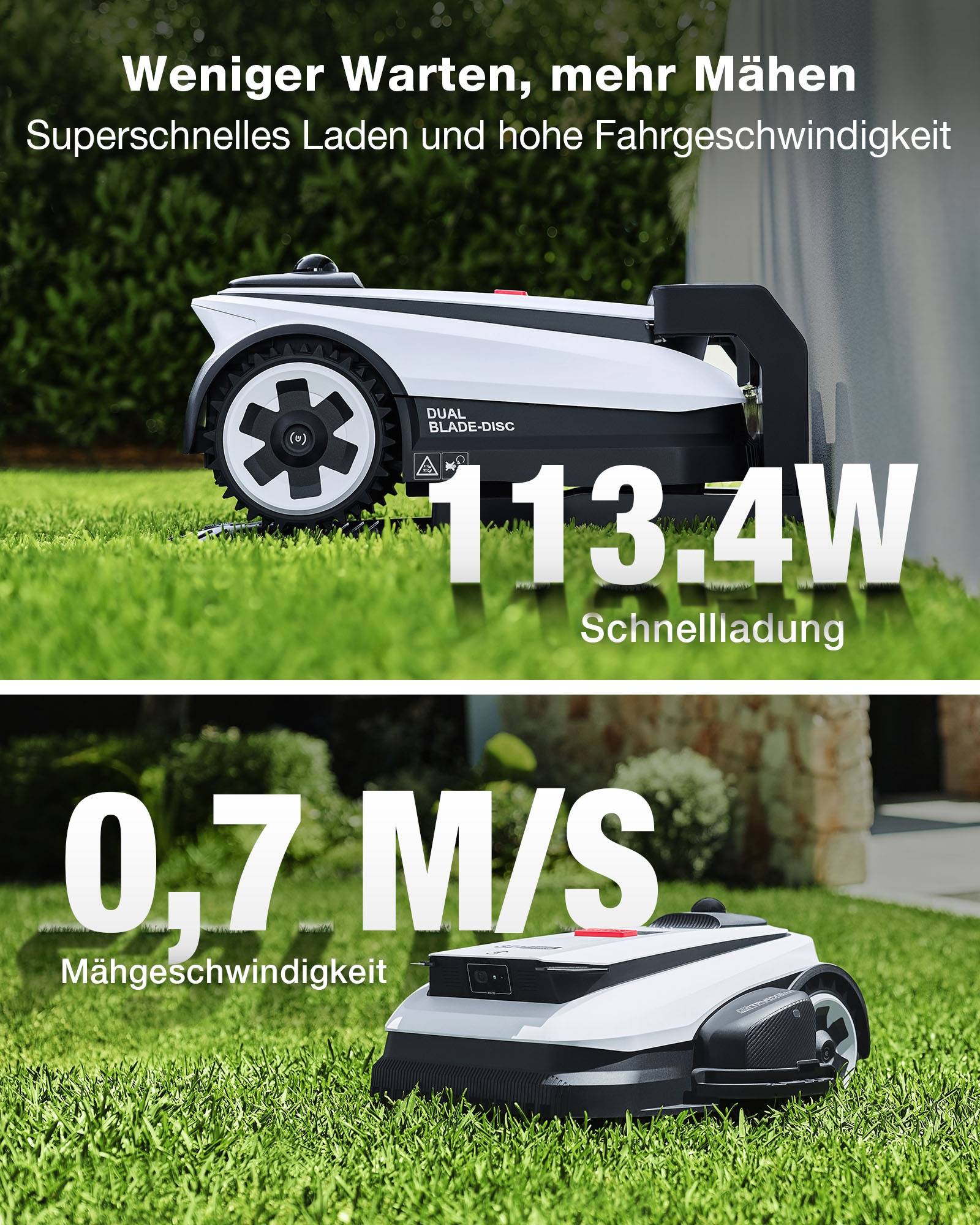 ECOVACS Rasenmähroboter »GOAT A1600 LiDAR PRO« Mäheffizienz von 400 m²/h, Trimmer (8500 rpm),   Dual-LiDAR Navigation, leistungsstarker 32-V Energieplattform