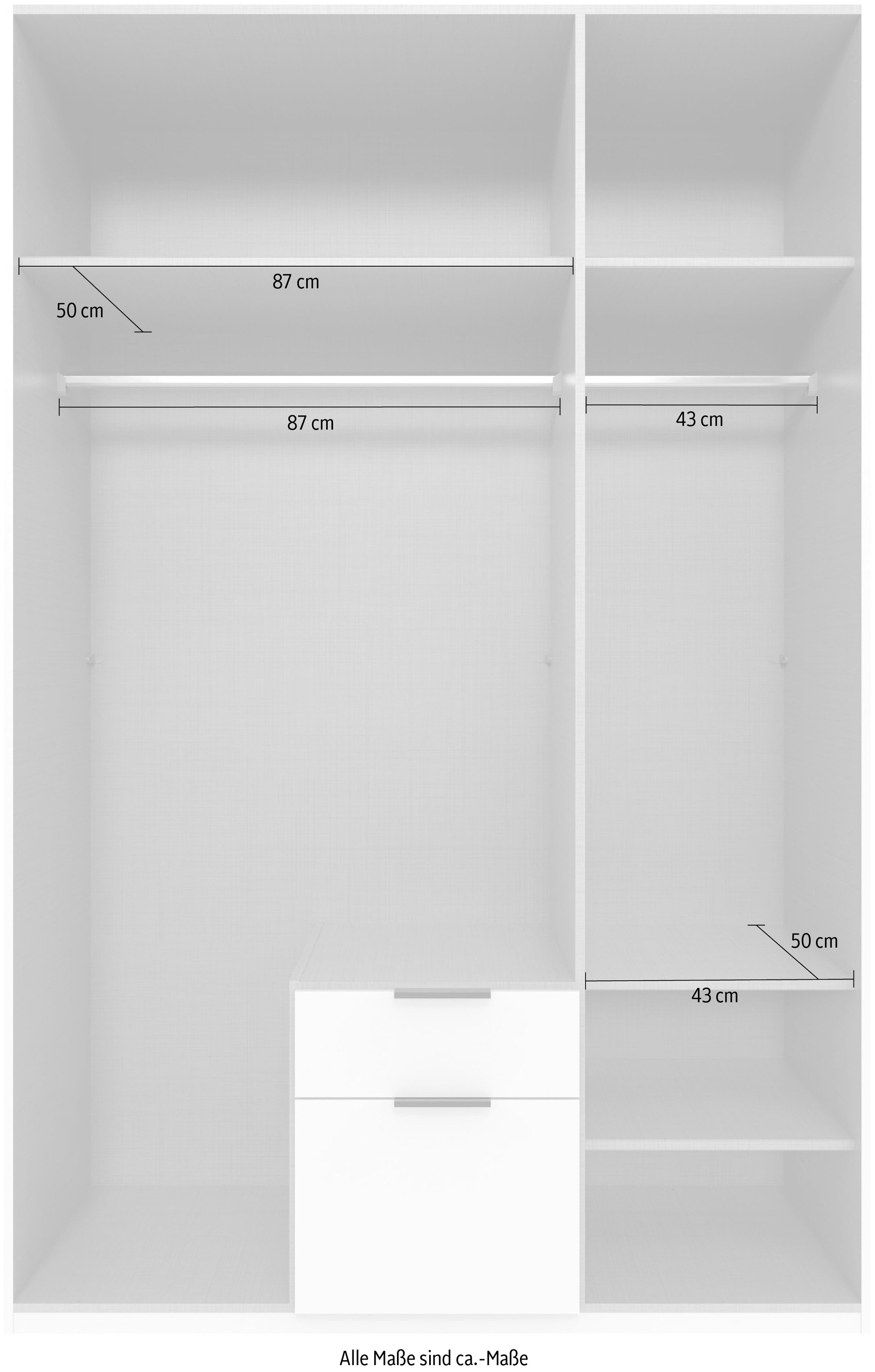 Wimex Drehtürenschrank »Mugano, 135 oder 180cm breit, 208 oder 236cm hoch, Made in Germany«, (mit langen oder kurzen Griffen aus Metall), wahlweise mit oder ohne Spiegel, mit Schubladen