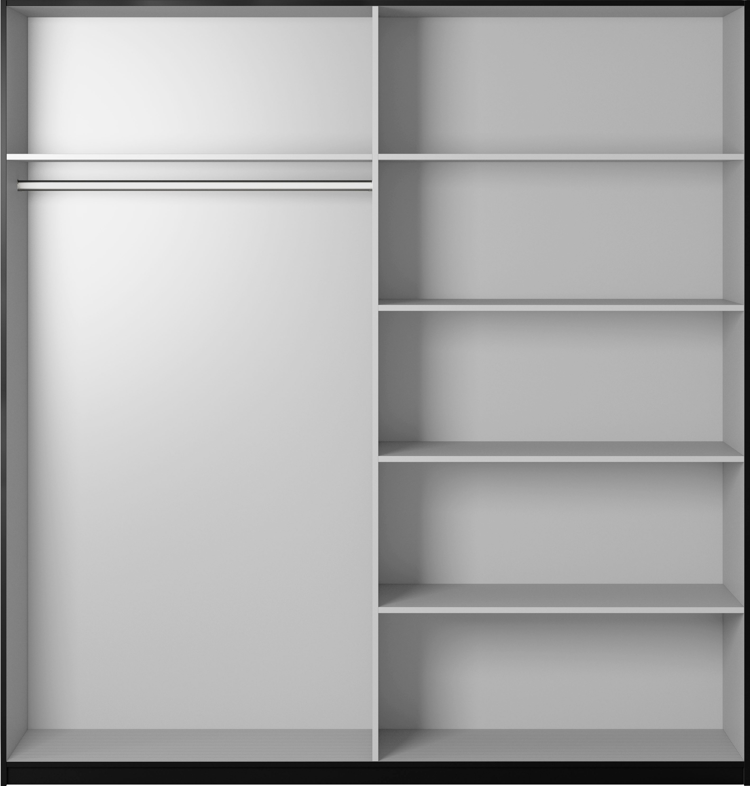 Helvetia Schwebetürenschrank Beta, mit Spiegelelement, inkl. 1 Kleiderstange und 5 Einlegeböden