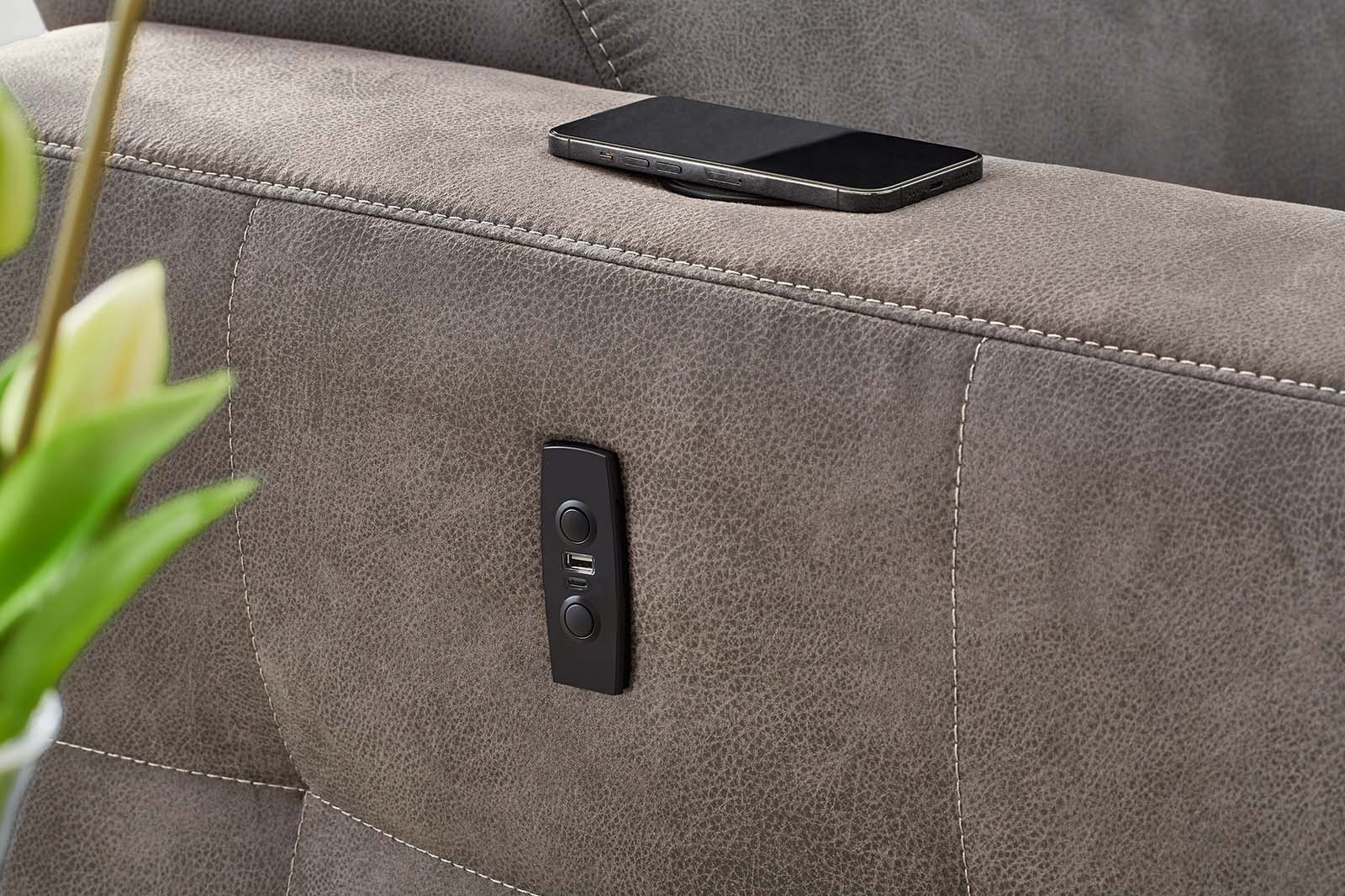 Jockenhöfer Gruppe Ecksofa »Doppio L-Form mit elektromotorischer Relaxfunktion und«, induktiver Lademöglichkeit + USB-A Ladeport, verstellbare Kopfstützen