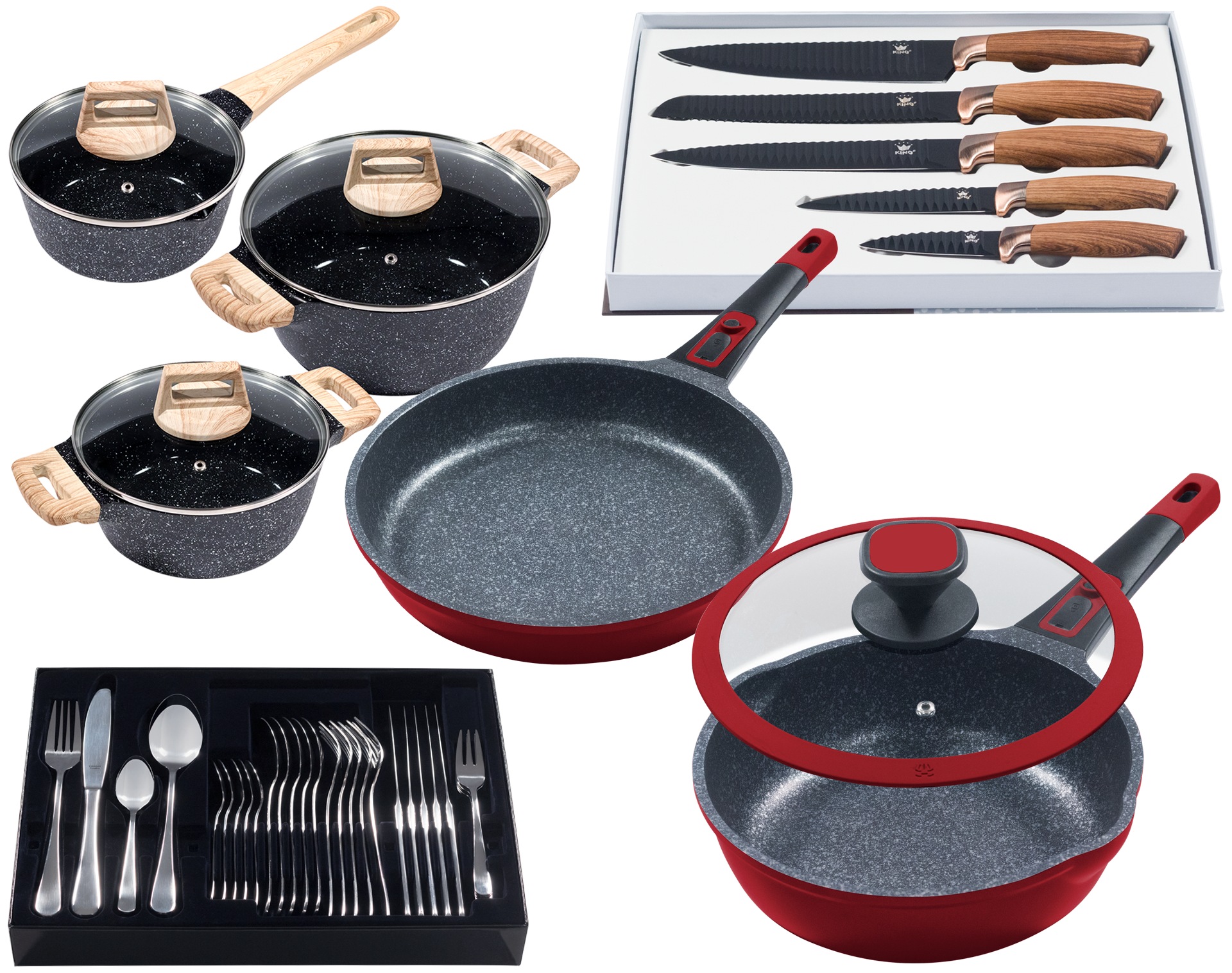 KING Pfannen-Set »Moonscape« Aluminiumguss Set, 11 Stk. tlg. Induktion, (Tö günstig online kaufen