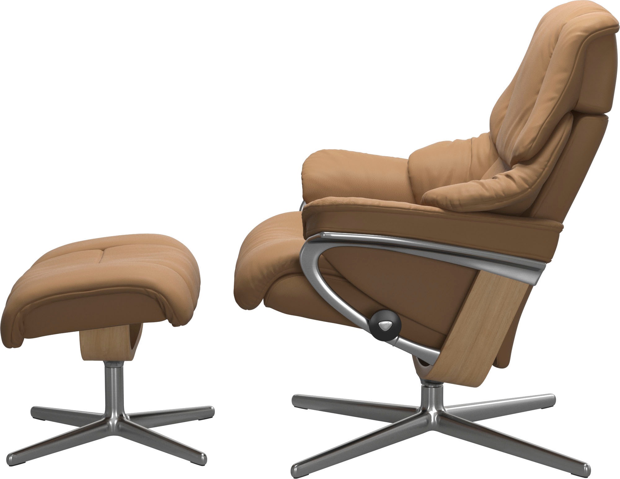 Stressless® Relaxsessel »Reno«, (Set, Relaxsessel mit Hocker), mit Hocker, mit Cross Base, Größe S, M & L, Holzakzent Eiche