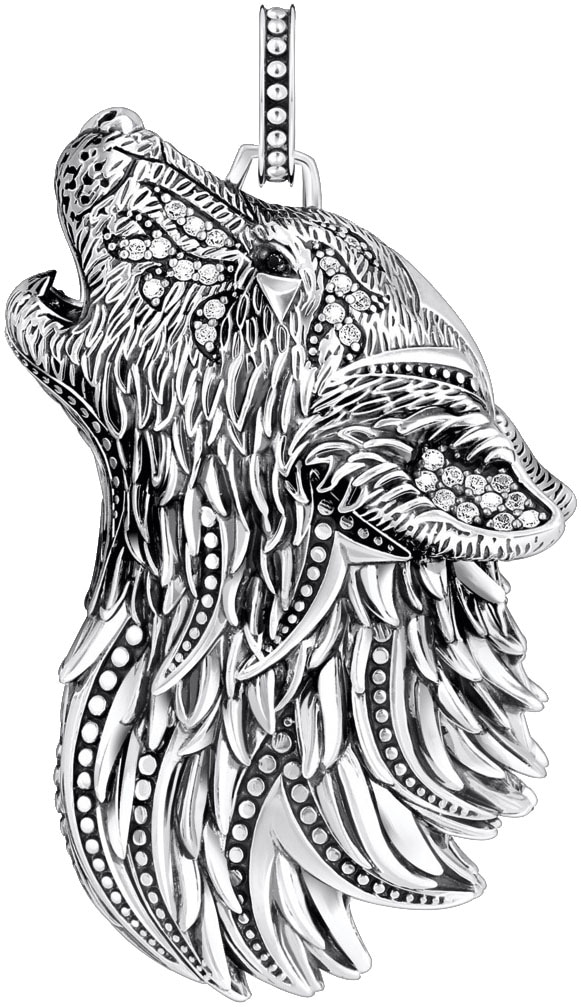 THOMAS SABO Kettenanhänger »Wolf-Profil, PE966-643-21«, mit Zirkonia (synth.)