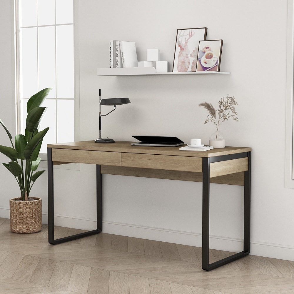 OTTO home Schreibtisch »Moid, Computertisch im modernen Design,« Breite 120/140/160 cm, mit Metallbeinen & Schublade