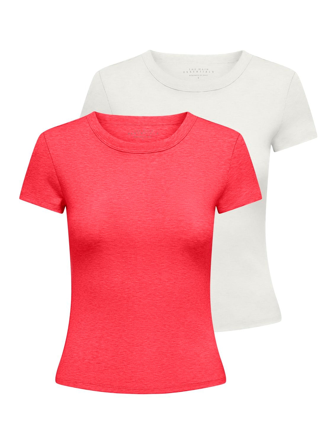 ONLY Kurzarmshirt »ONLEASY S/S TOP CS JRS 2 PACK« Packung, 2 Baumwollmischung, regular fit