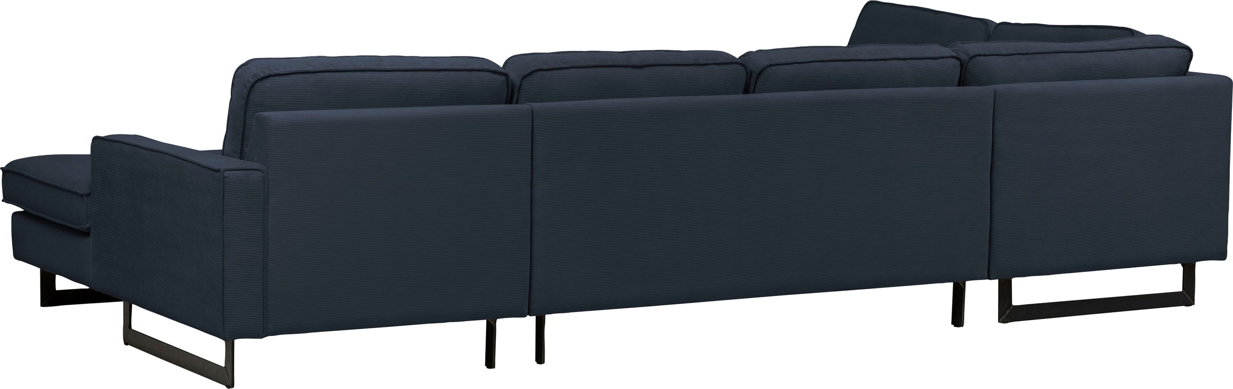 Places of Style Wohnlandschaft »Pinto, 350 cm, U-Form, XXL, mit Ottomanen«, Cord, Chenille, Lederoptik, mit Keder, Metallfüße, Wellenunterfederung