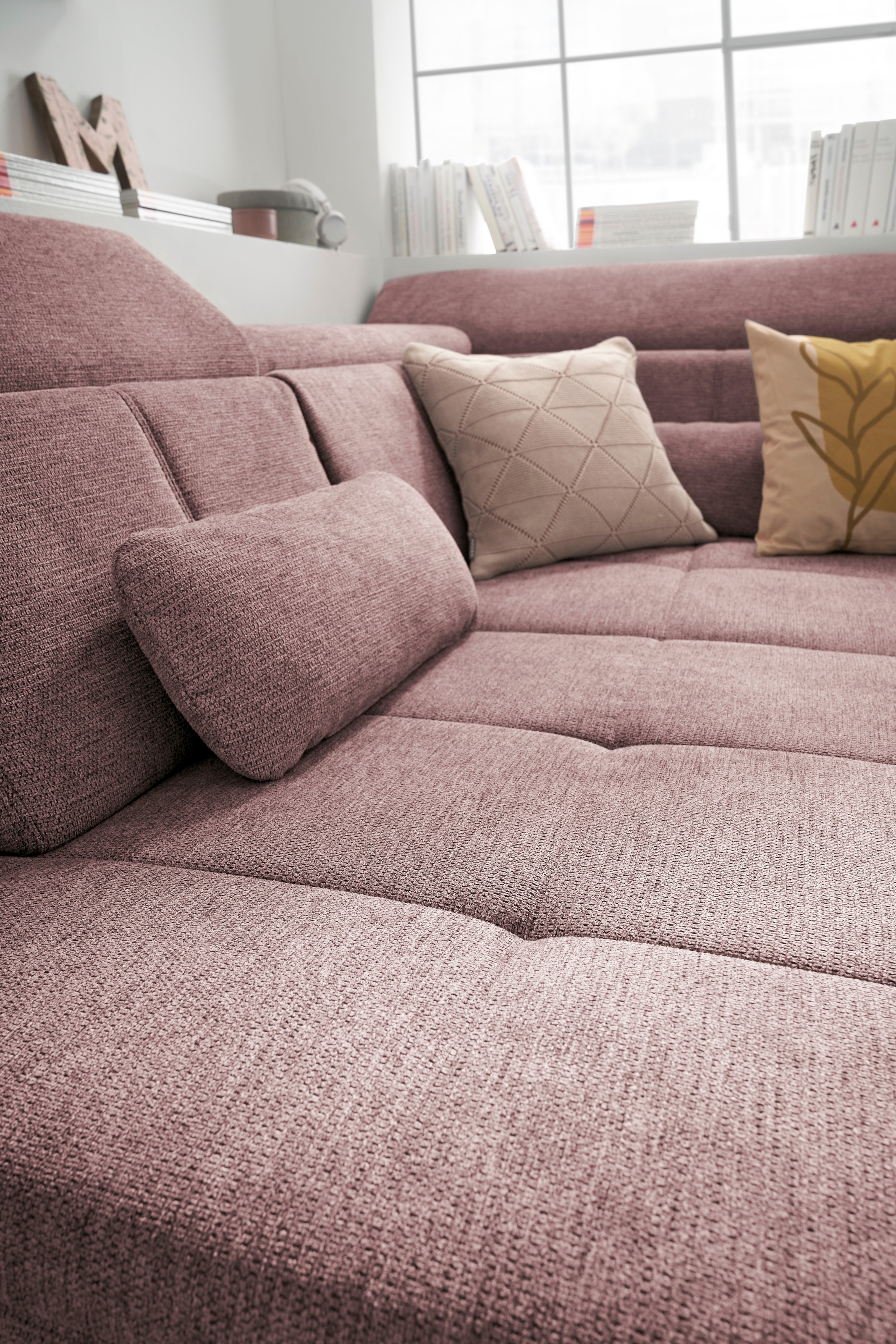 set one by Musterring Ecksofa »SO 3400, Komfortsitzhöhe 47cm oder 49cm, inkl. Sitztiefenverstellung«, verschiedene Funktionen, Kaltschaumpolsterung, Stellmaße 220 x 317 cm