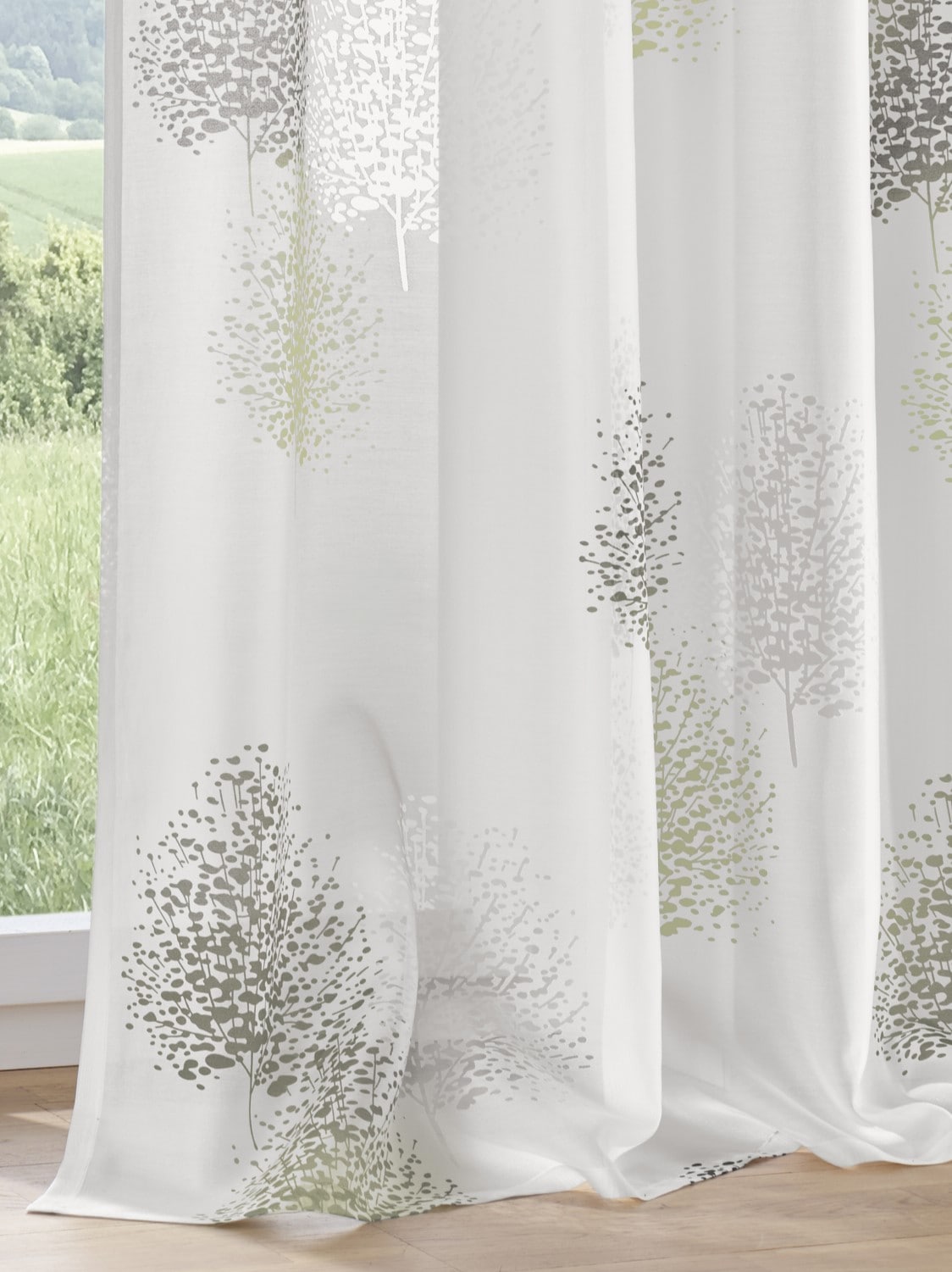 Kutti Vorhang »Belinda«, (1 St.), Gardine, halbtransparent, Ausbrenner, bedruckt, Viskose-Polyester