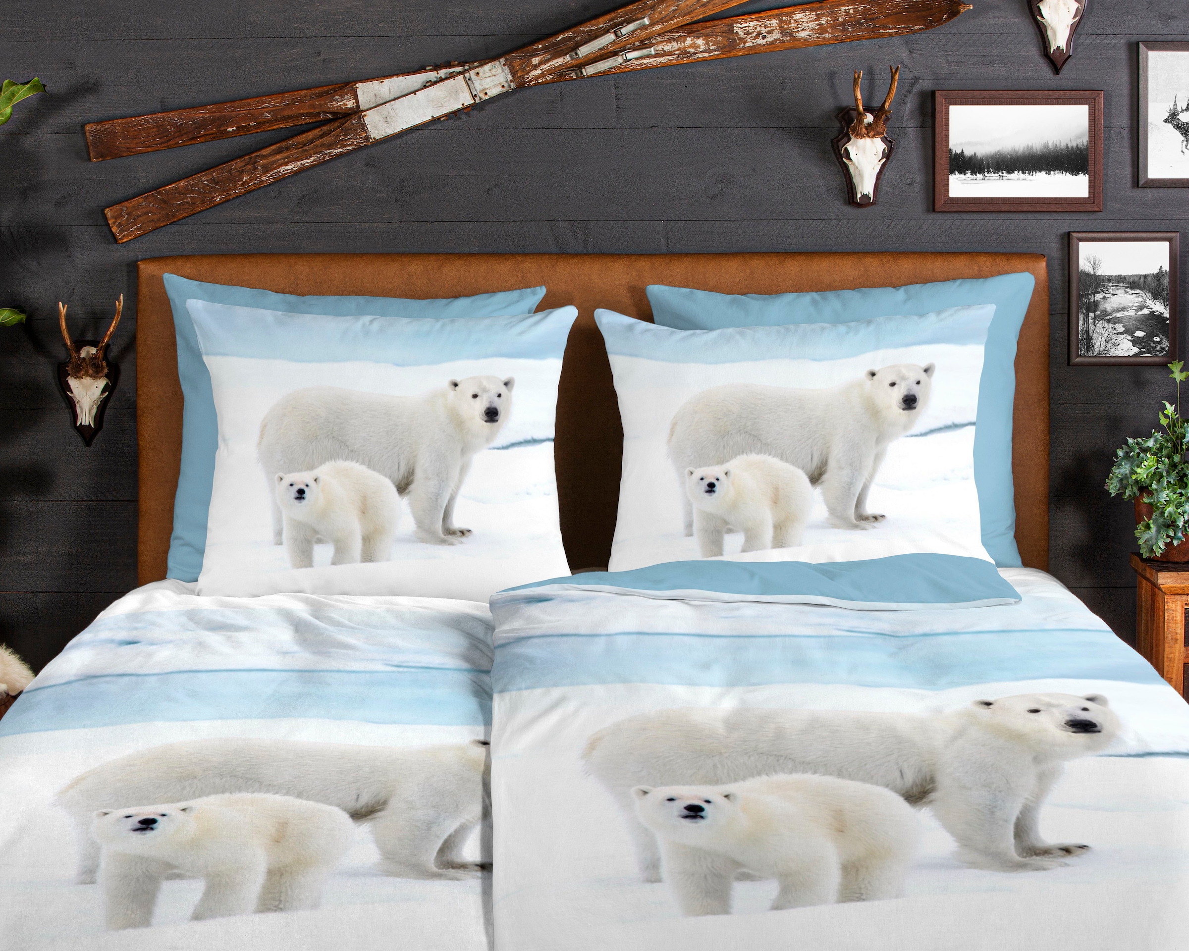 good morning Wendebettwäsche »Care«, Biber, 135x200, Warm, Weich, Wendeoptik, Reißverschluss, Winter, Blau