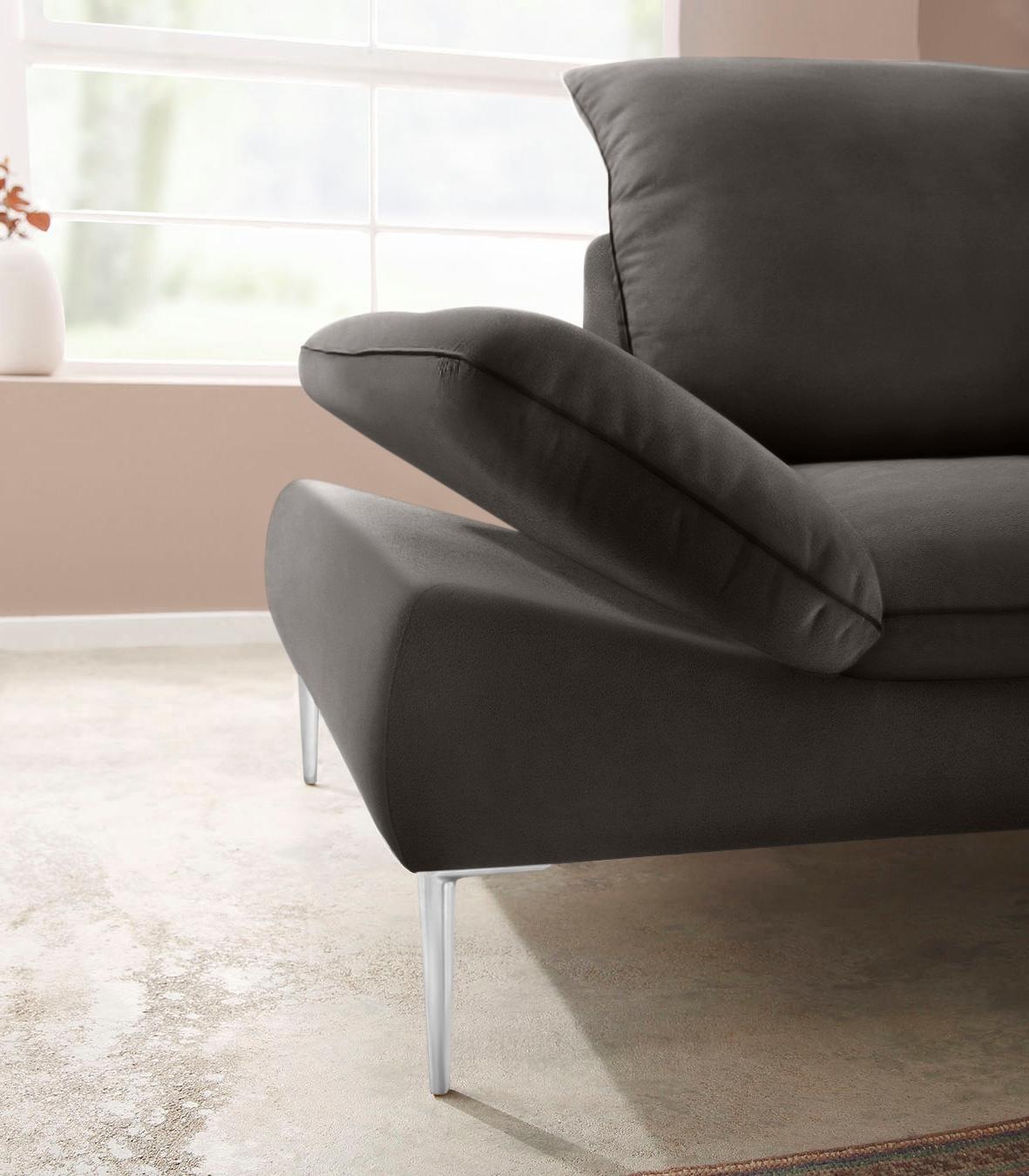 W.SCHILLIG Ecksofa »enjoy&MORE, Designsofa, elegant und bequem, L-Form«, mit Sitztiefenverstellung, Füße Chrom glänzend, Breite 294 cm