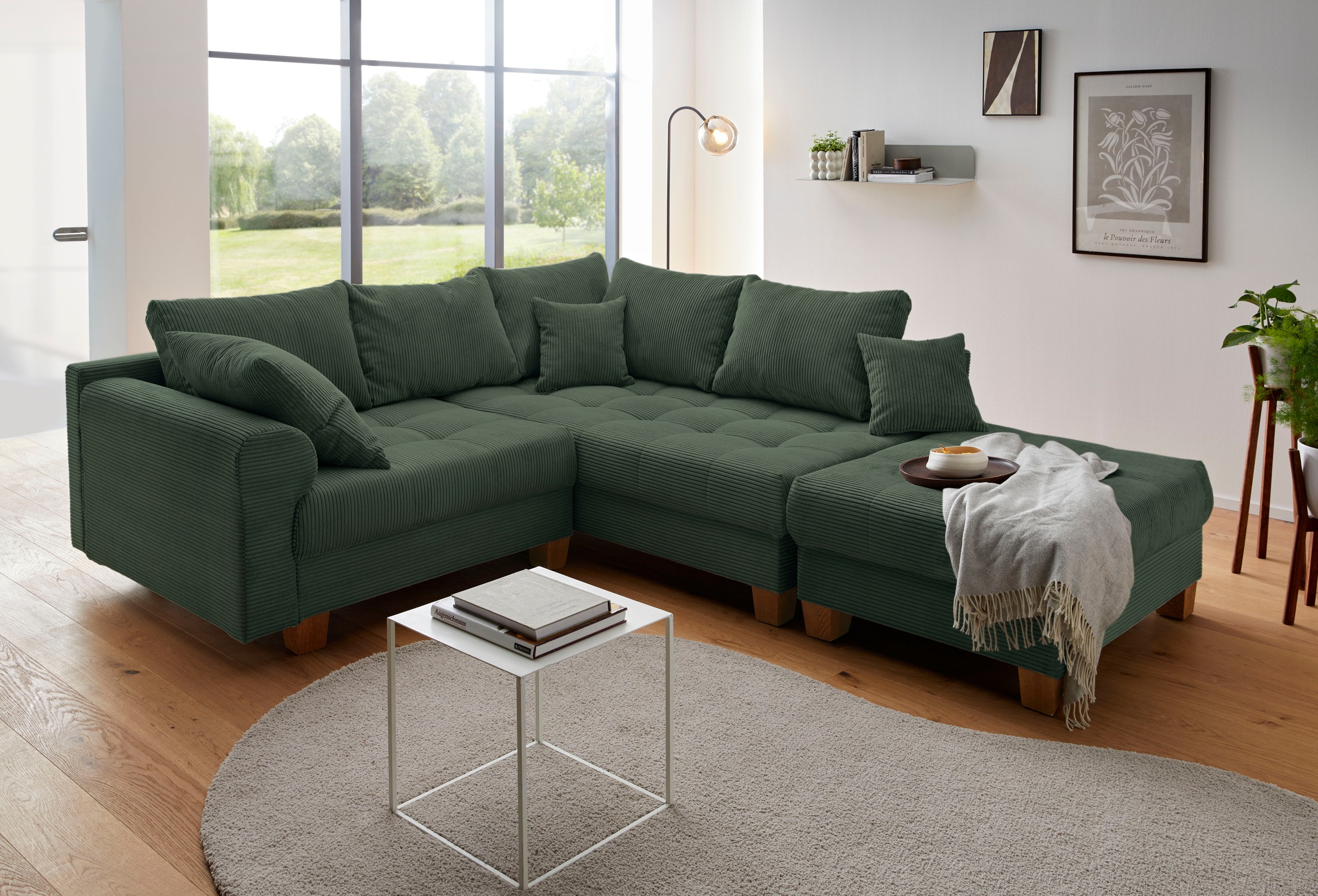 Home affaire Ecksofa »Rice L-Form inkl. Hocker«, (Set, mit Hocker), mit Bon günstig online kaufen