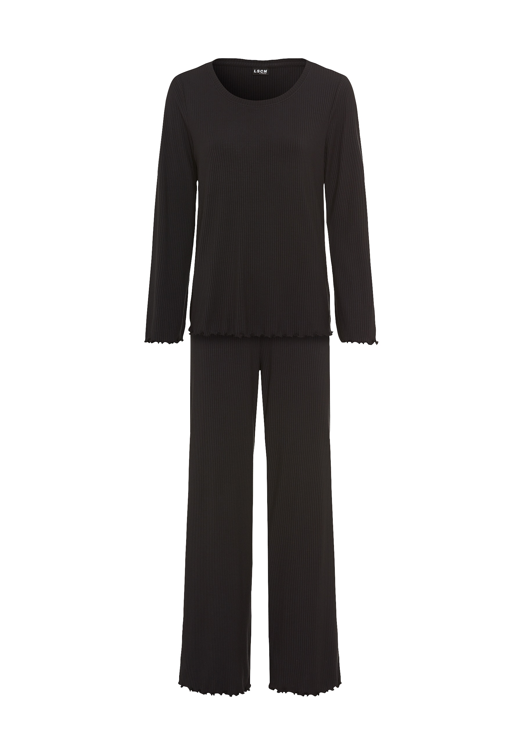 LSCN by LASCANA Pyjama Set, 2 Stk. mit süßen Kräuselsäumen