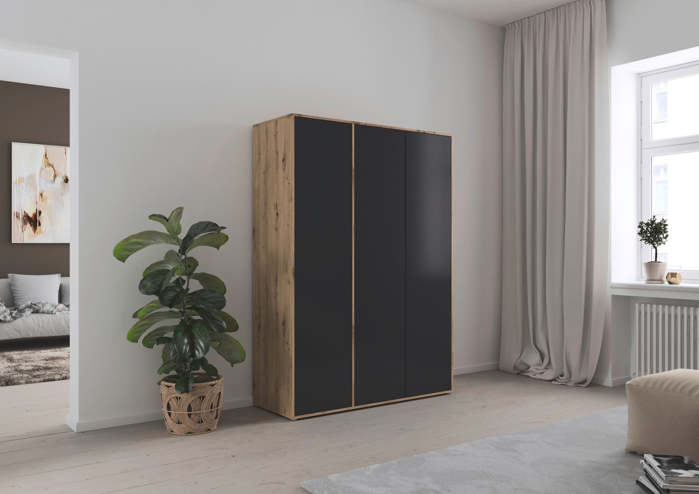 rauch Drehtürenschrank »Kleiderschrank Schrank Garderobe Wäscheschrank NABILA viel Stauraum«, (in 3 verschiedenen Ausstattungen BASIC/CLASSIC/PREMIUM), in 2 Breiten mit Push-to-Open Funktion TOPSELLER MADE IN GERMANY