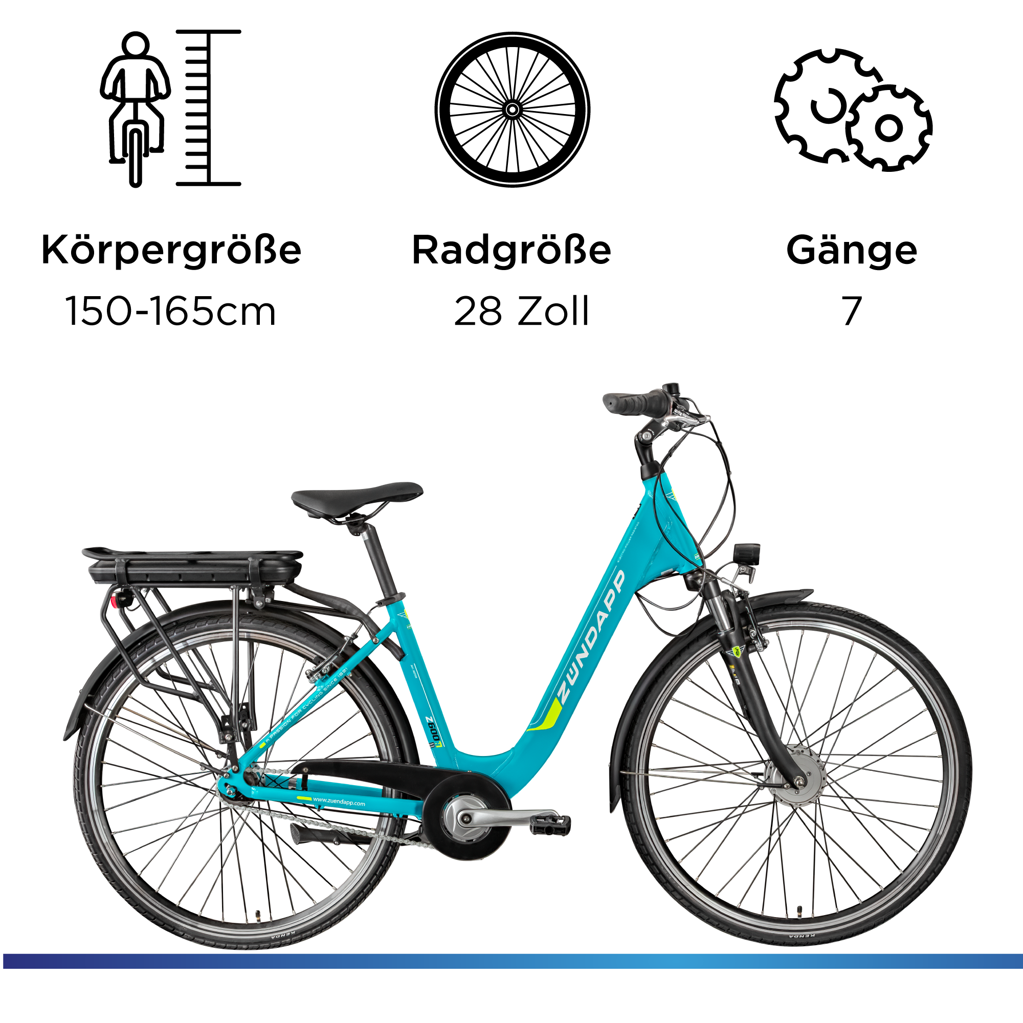 Zündapp »Z600« 7 Gang Nabenschaltung Frontmotor 250 W City E Bike Damen 28 Zoll Elektrofahrrad 7 Gang 150-165cm Damenfahrrad