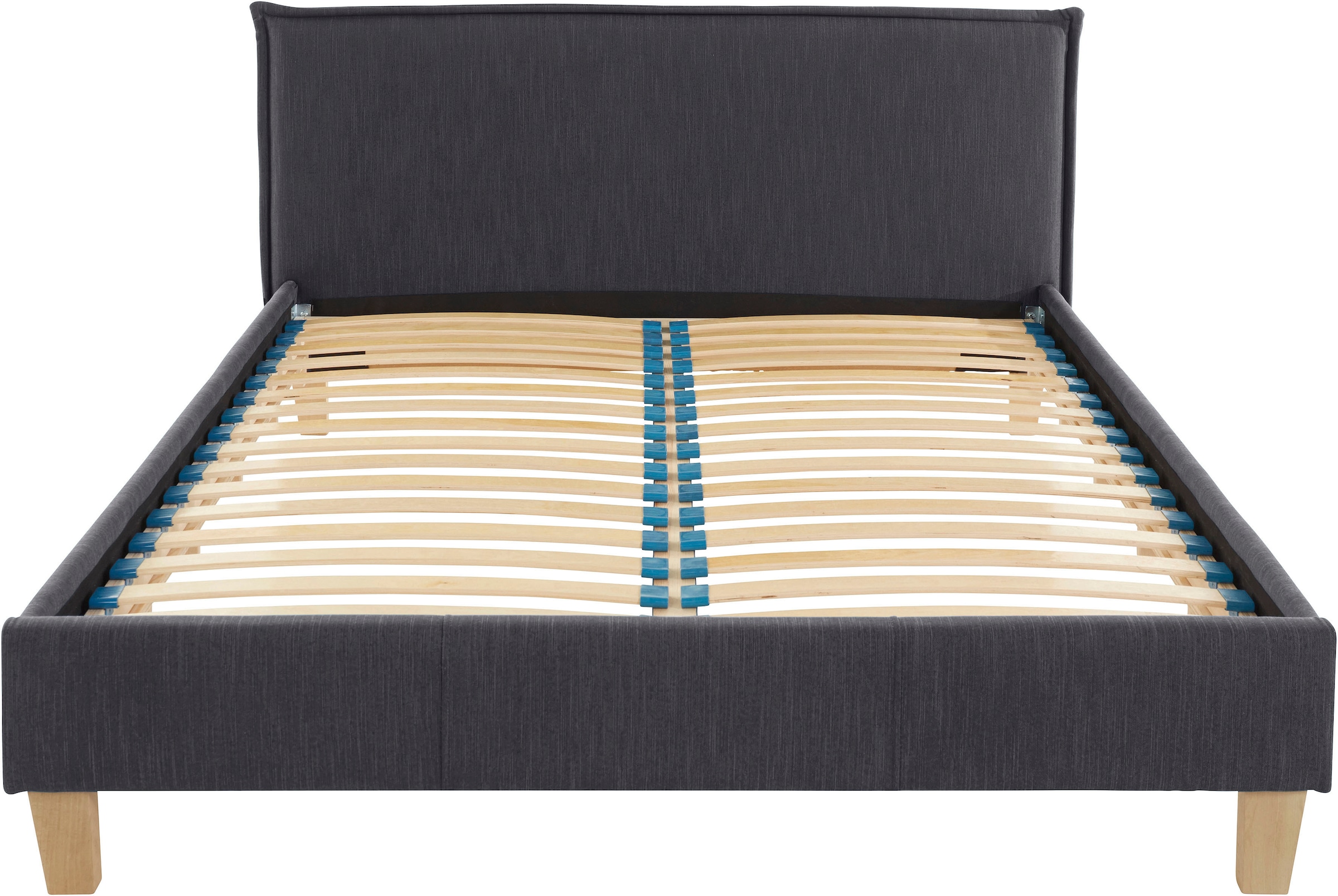 OTTO products Polsterbett »Heddi«, in 5 Breiten: von 90cm-200cm, Biese am Kopfteil, Strukturstoff