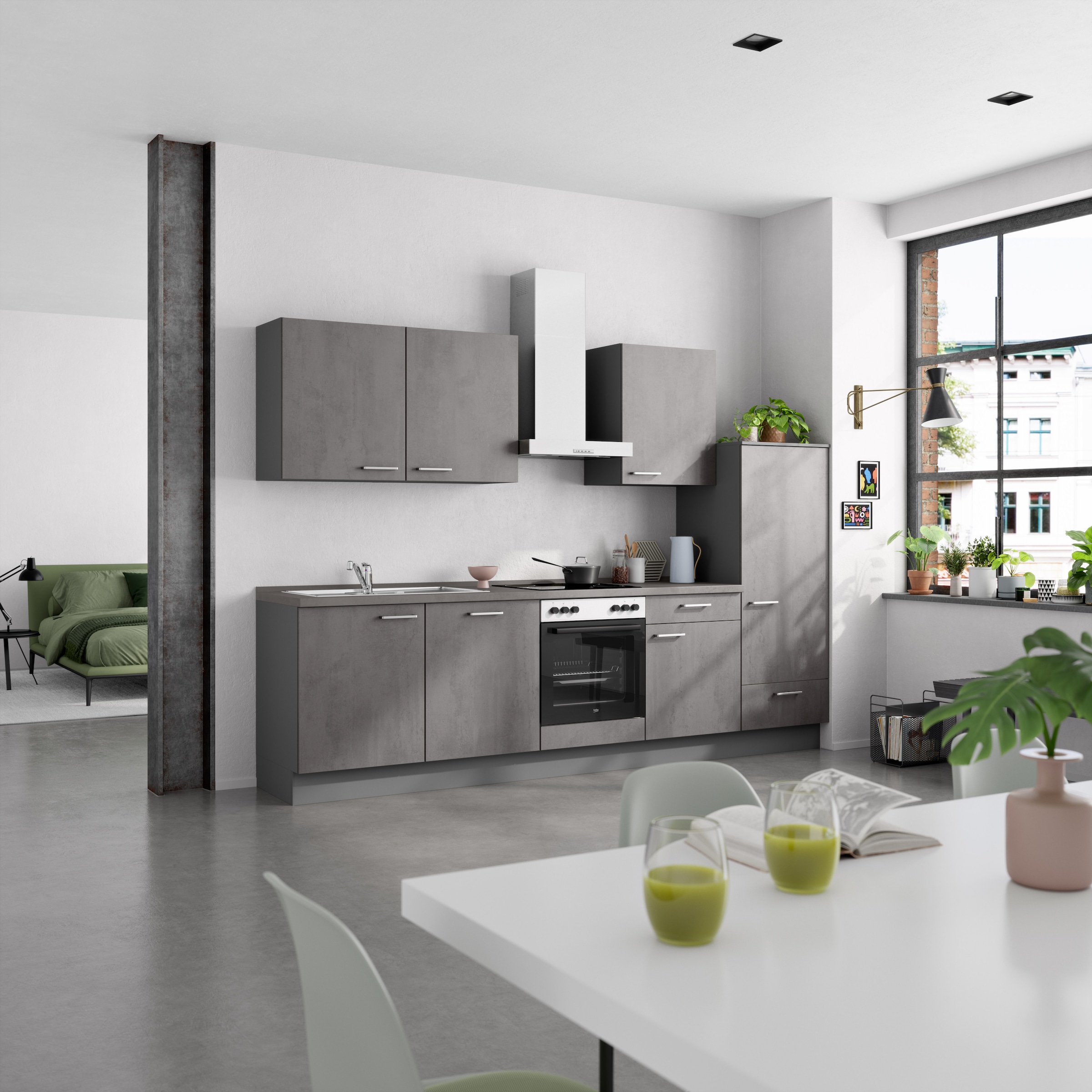 nobilia® Küchenzeile »"Riva I"«, vormontiert, Ausrichtung wählbar, Breite 300 cm, wahlw. mit E-Geräten