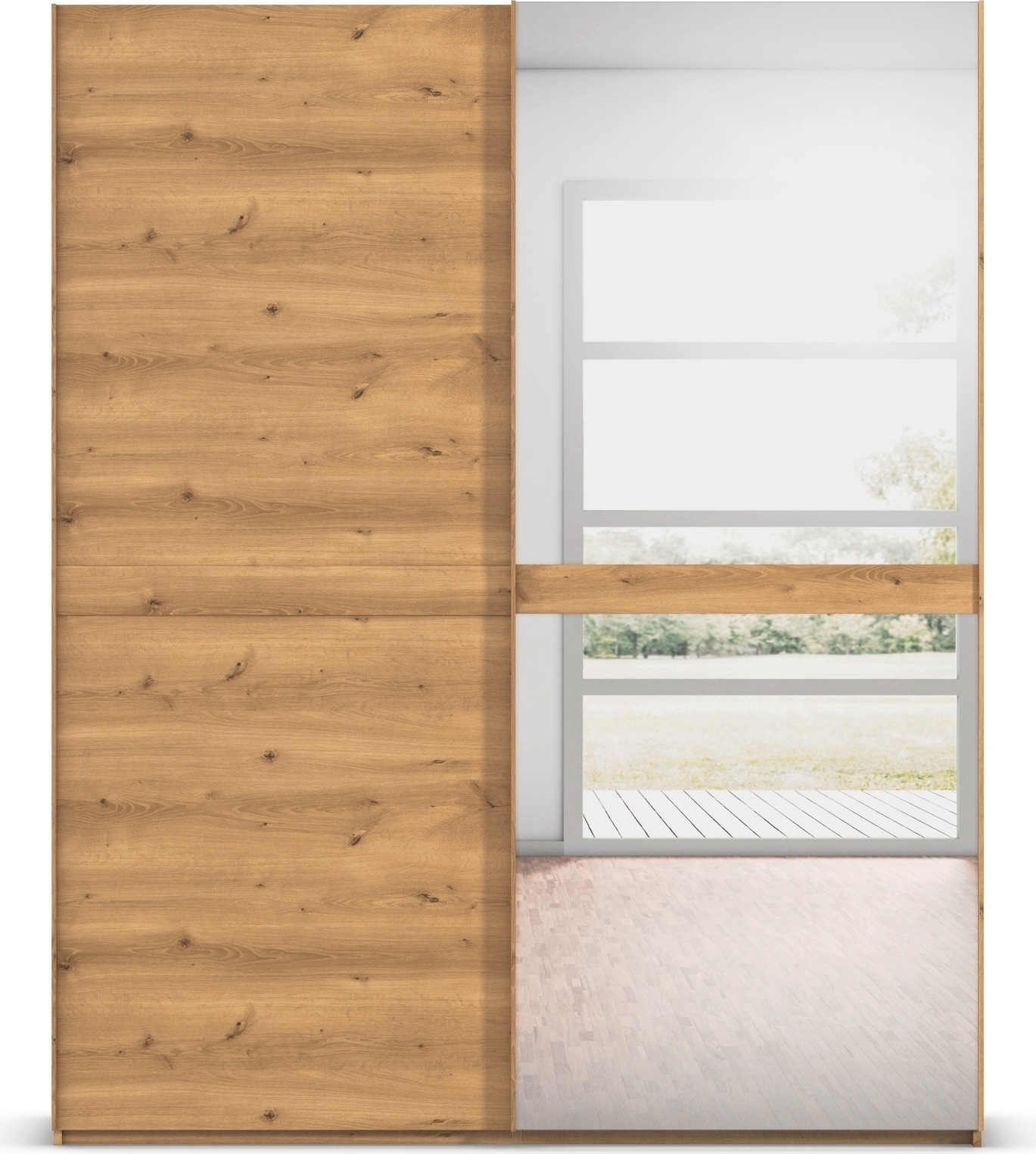 rauch Schwebetürenschrank »Kleiderschrank Schrank Garderobe Schlafzimmerschrank SCALE-LINE«, edle Optik mit Bauchbinde in Korpusfarbe mit Spiegel MADE IN GERMANY