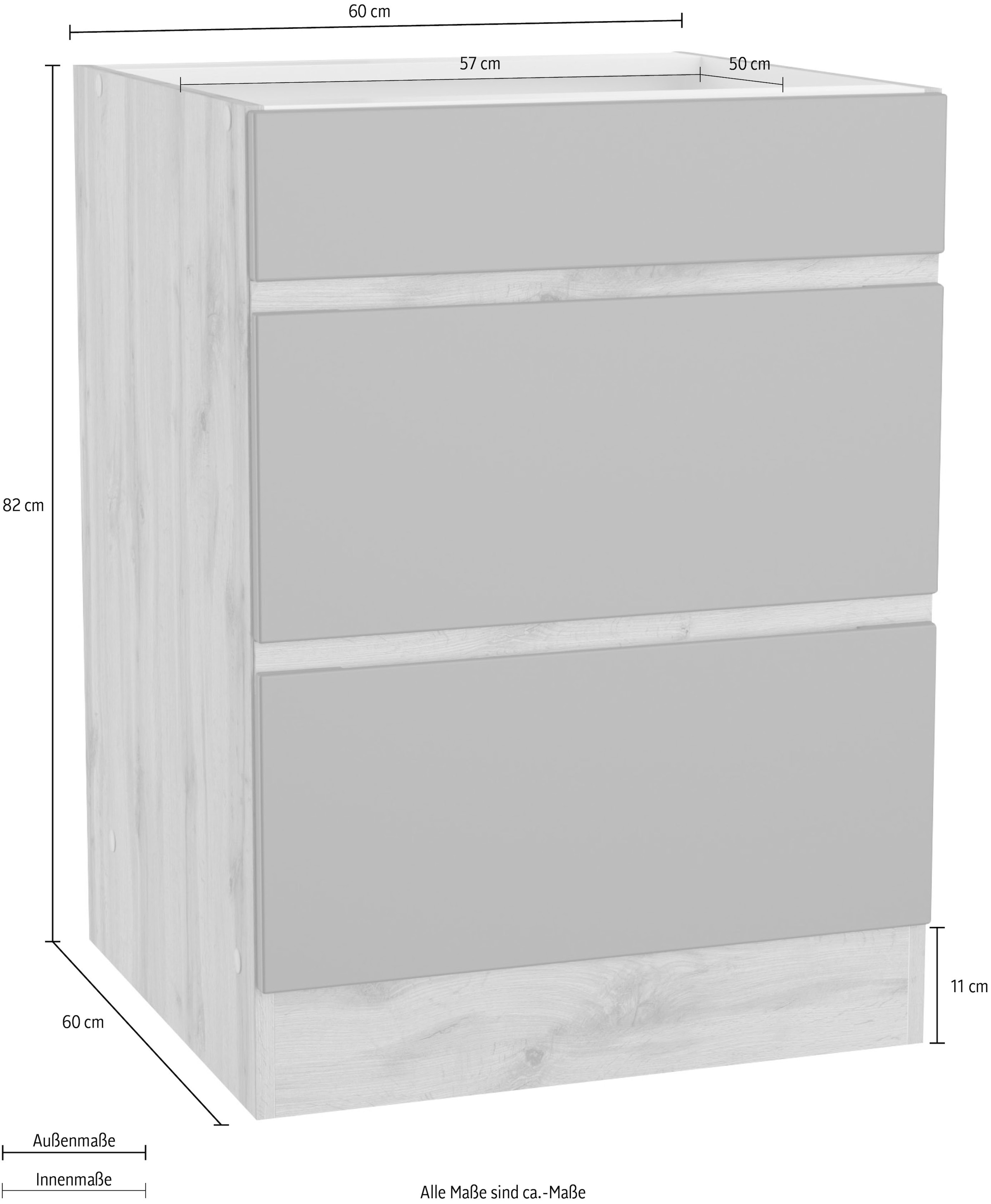 KOCHSTATION Kochfeldumbauschrank »KS-Riesa«, Breite 60 cm, MDF-Fronten