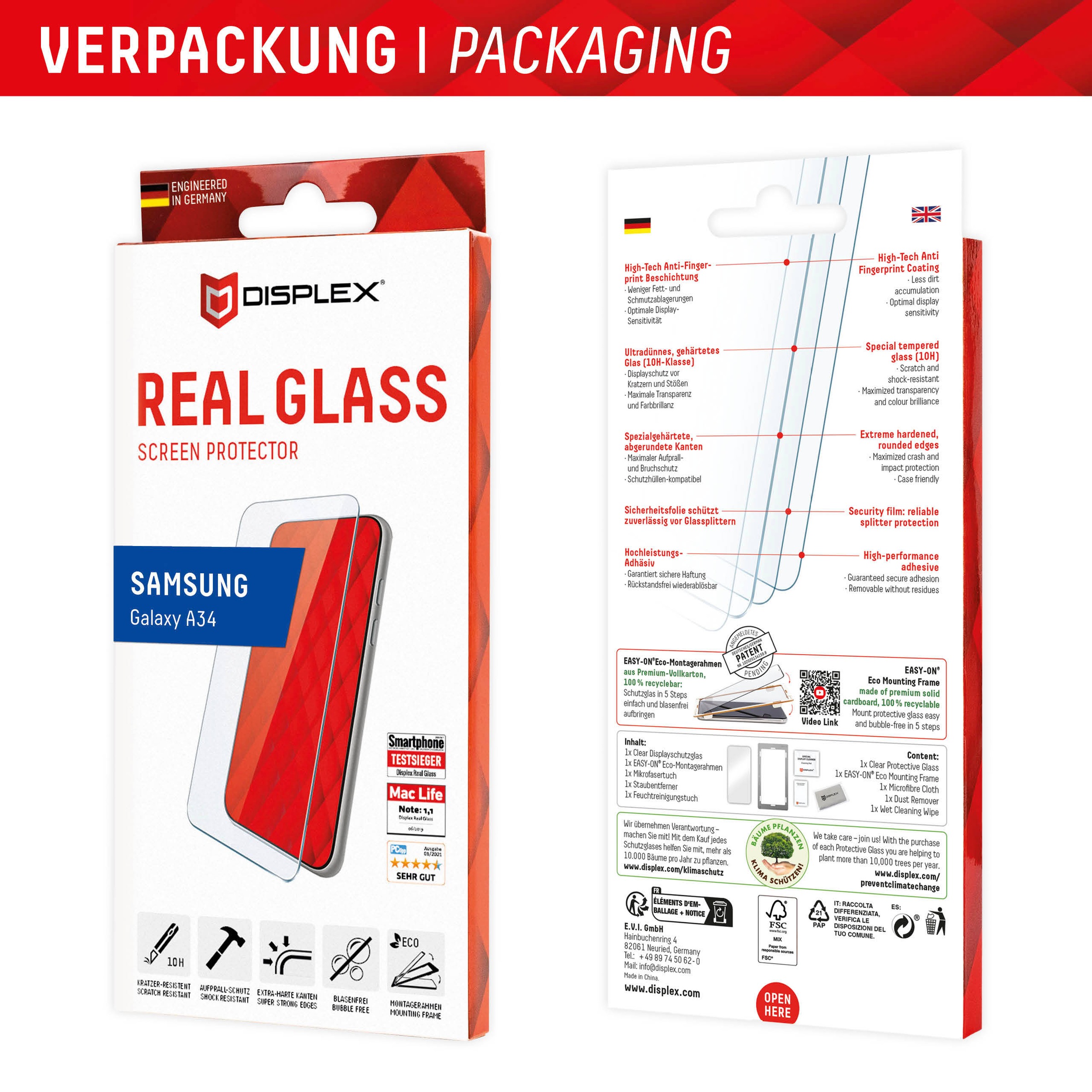Displex Displayschutzfolie »Real Glass Samsung Galaxy A34 5G« für Samsung Galaxy A34 5G