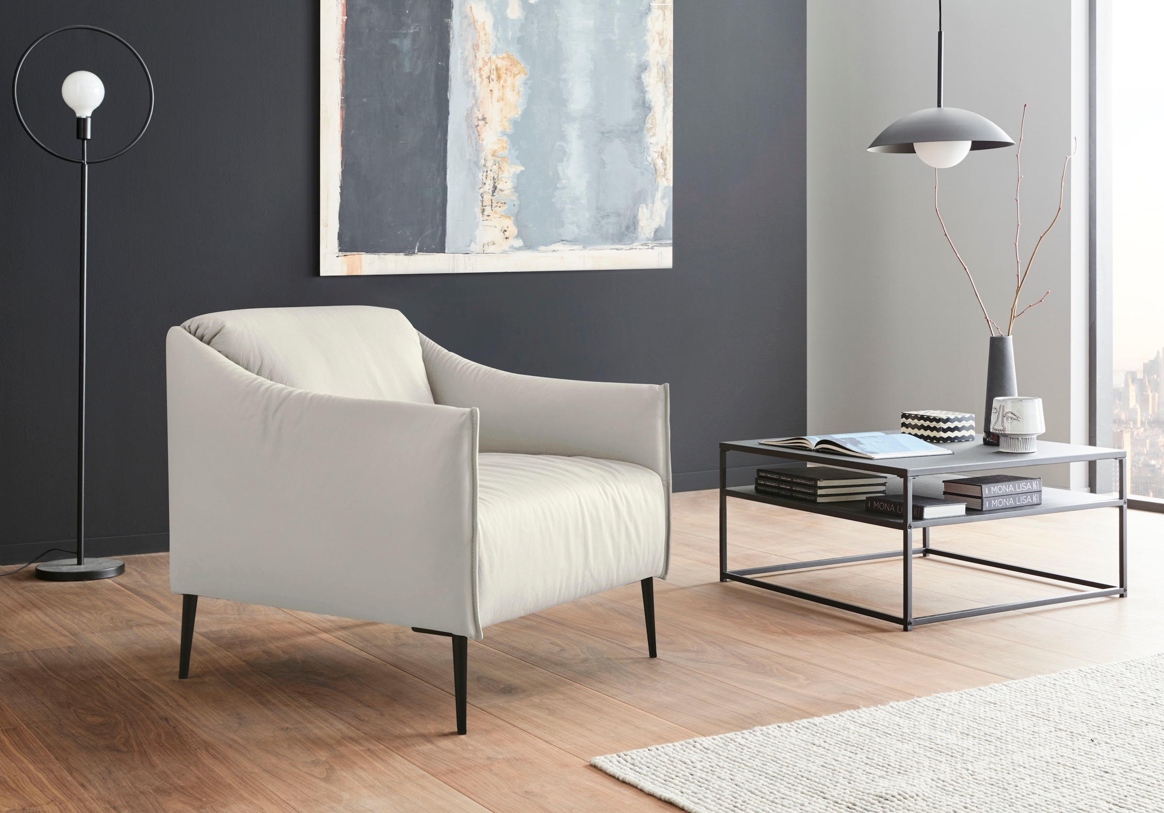 W.SCHILLIG Cocktailsessel »sally«, mit Metallfüßen in Schwarz pulverbeschic günstig online kaufen