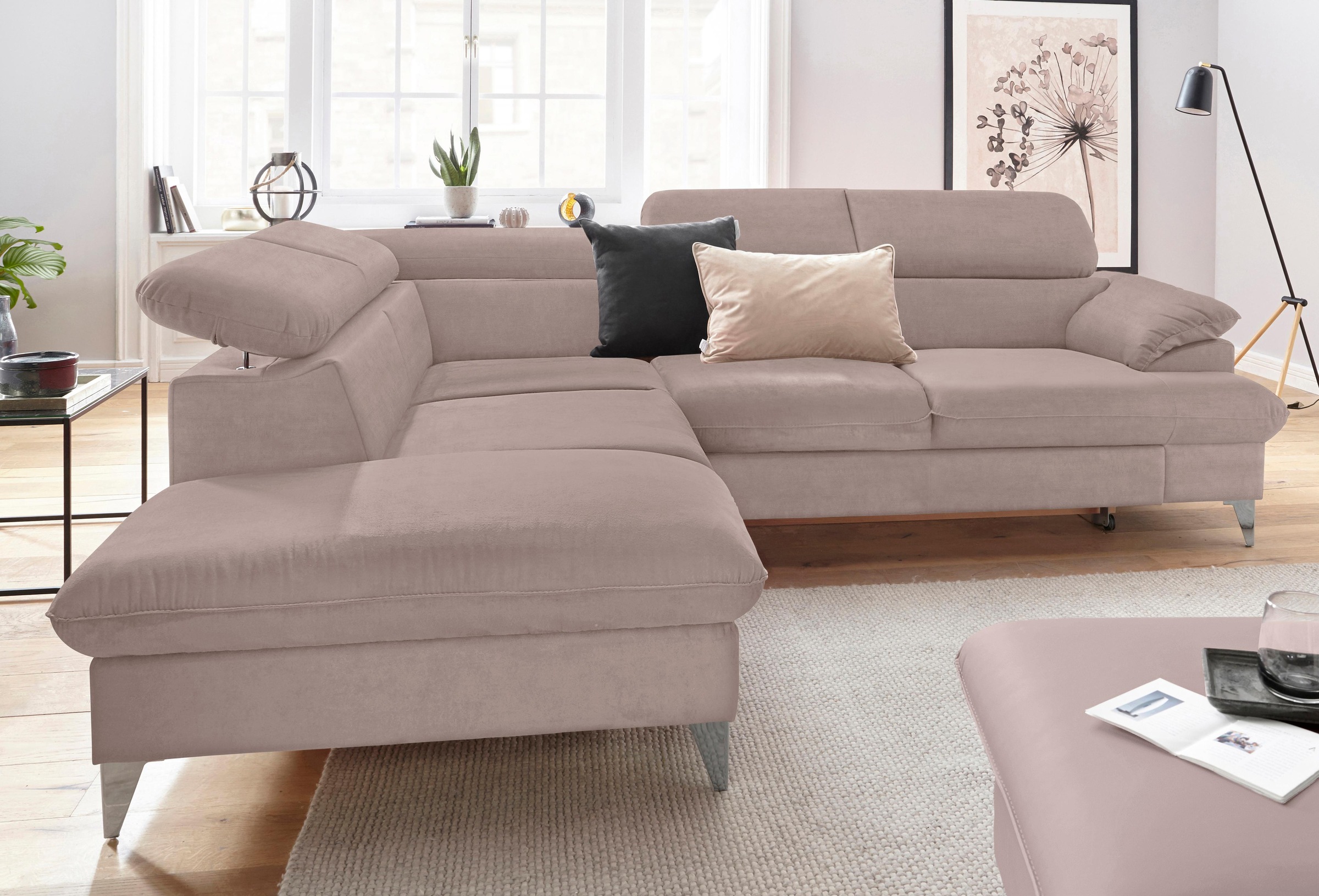 COTTA Ecksofa »Caluso L-Form«, mit Kopfteilverstellung, wahlweise mit Bettfunktion & Bettkasten