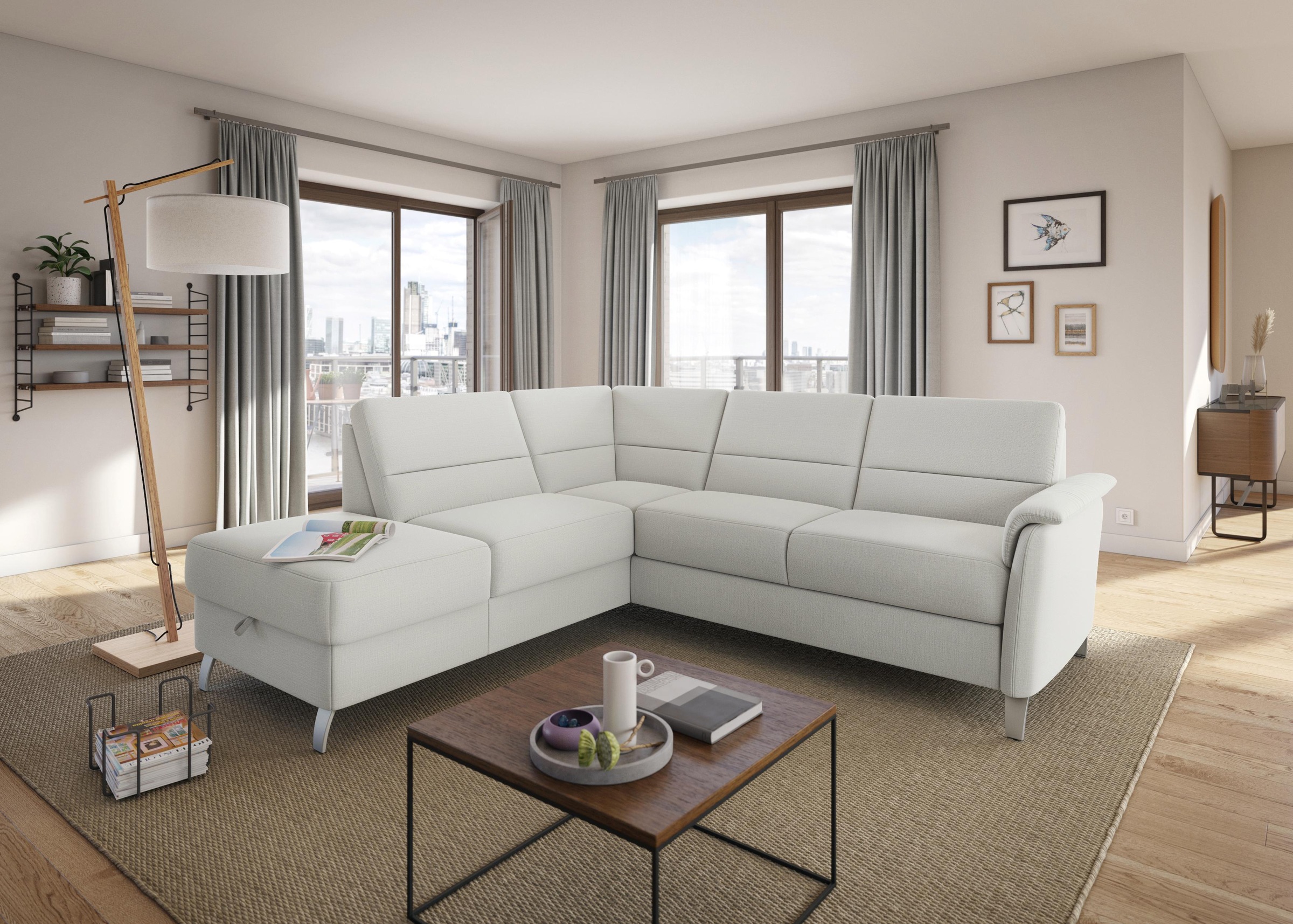 sit&more Ecksofa »Palmera L-Form«, Federkern, wahlweise mit Bettfunktion und mit/ohne Stauraum