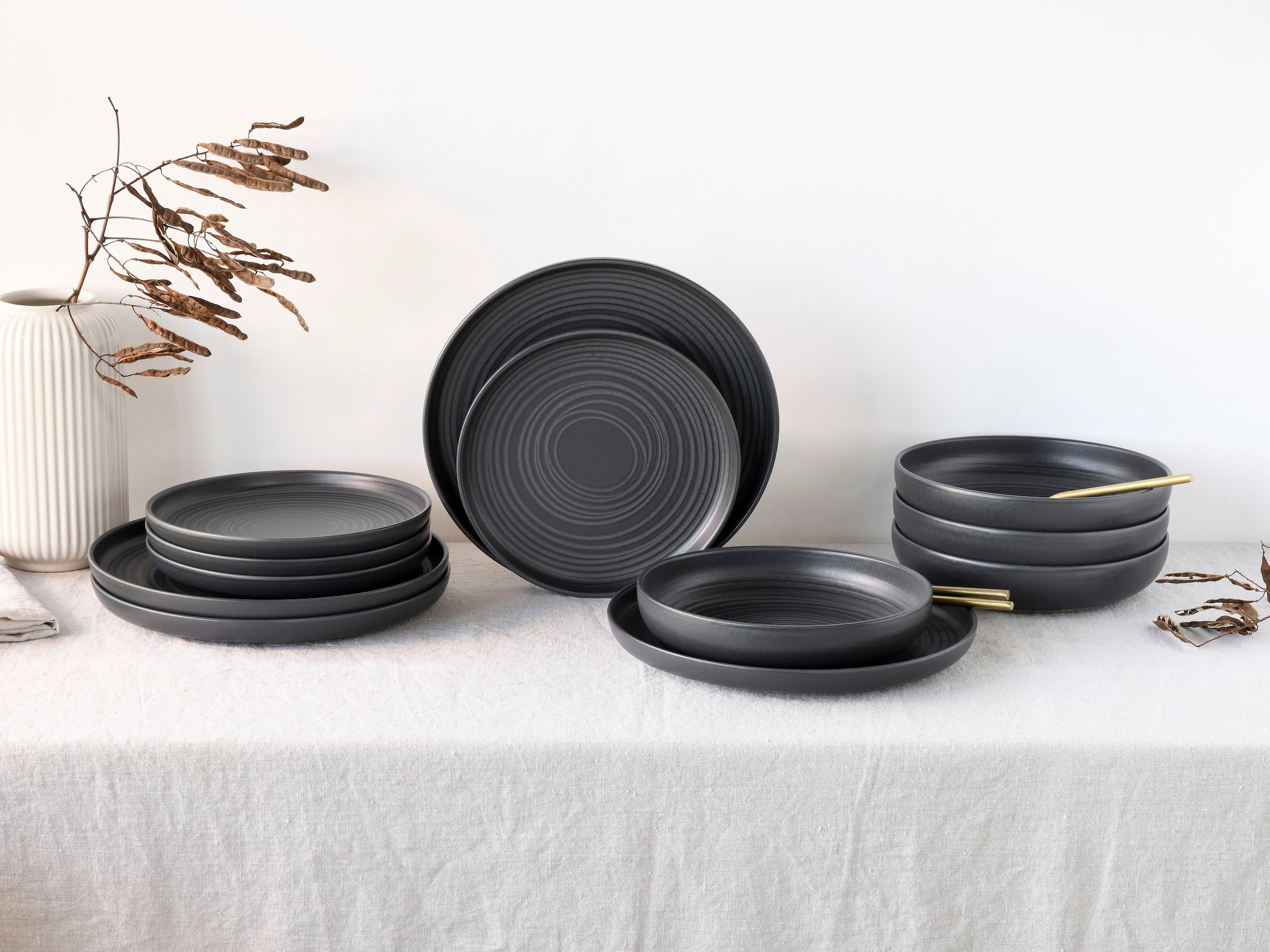 CreaTable Tafelservice »Uno«, (Set, 12 tlg., Teller Set für 4 Personen), Service, ausdrucksstarkes Relief, 12 Teile, für 4 Personen