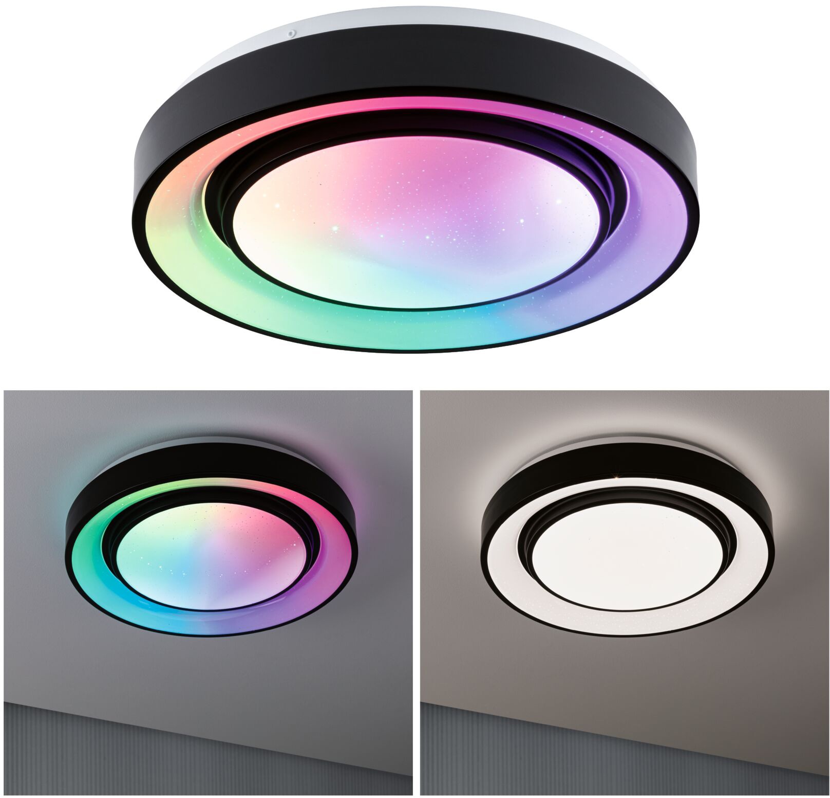 Paulmann LED Deckenleuchte »Rainbow Dynamic 22W 375mm Weiß/Schwarz 230V«, 1 günstig online kaufen
