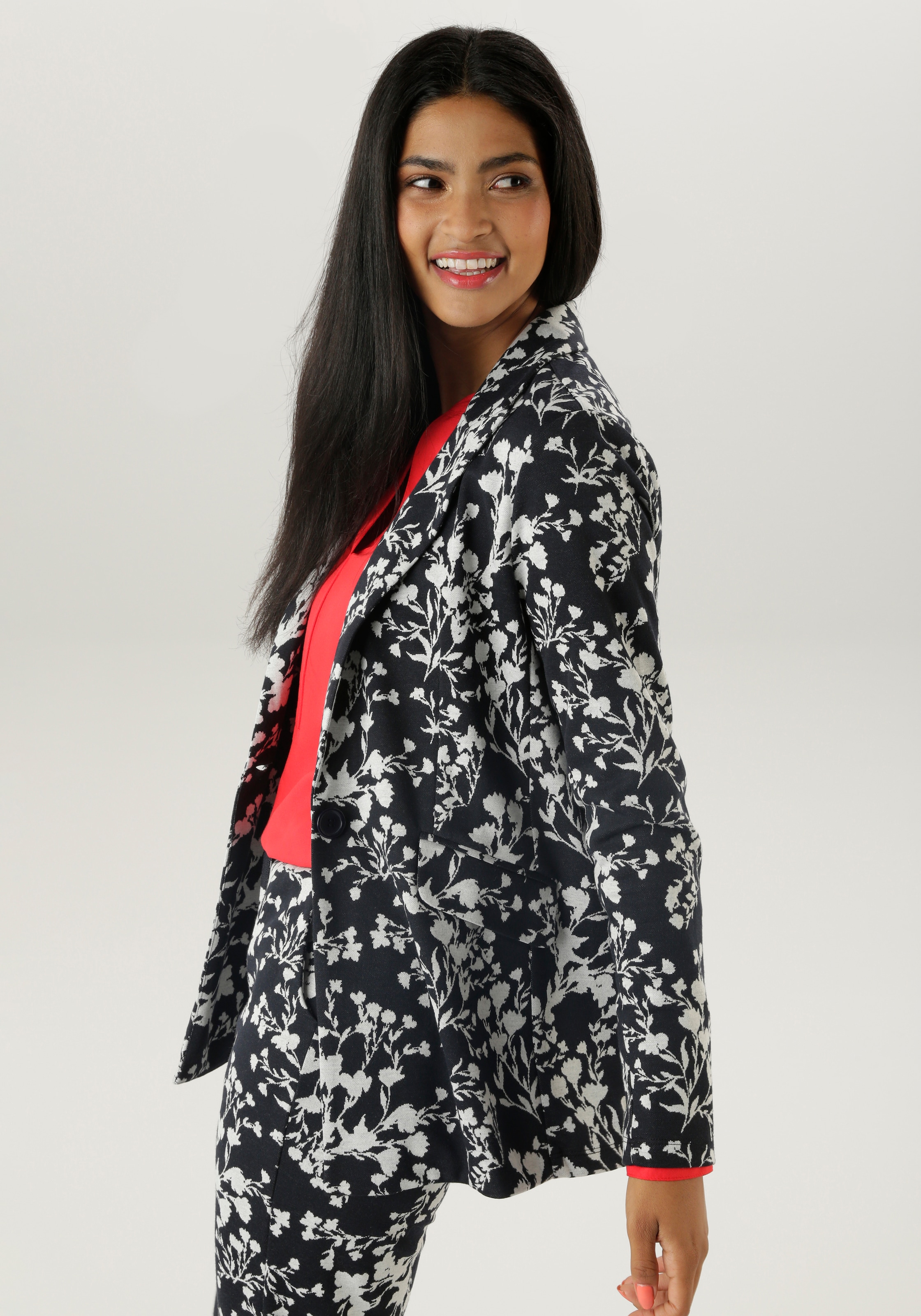 Aniston SELECTED Longblazer, mit abstrakter, floraler Musterung - NEUE KOLLEKTION
