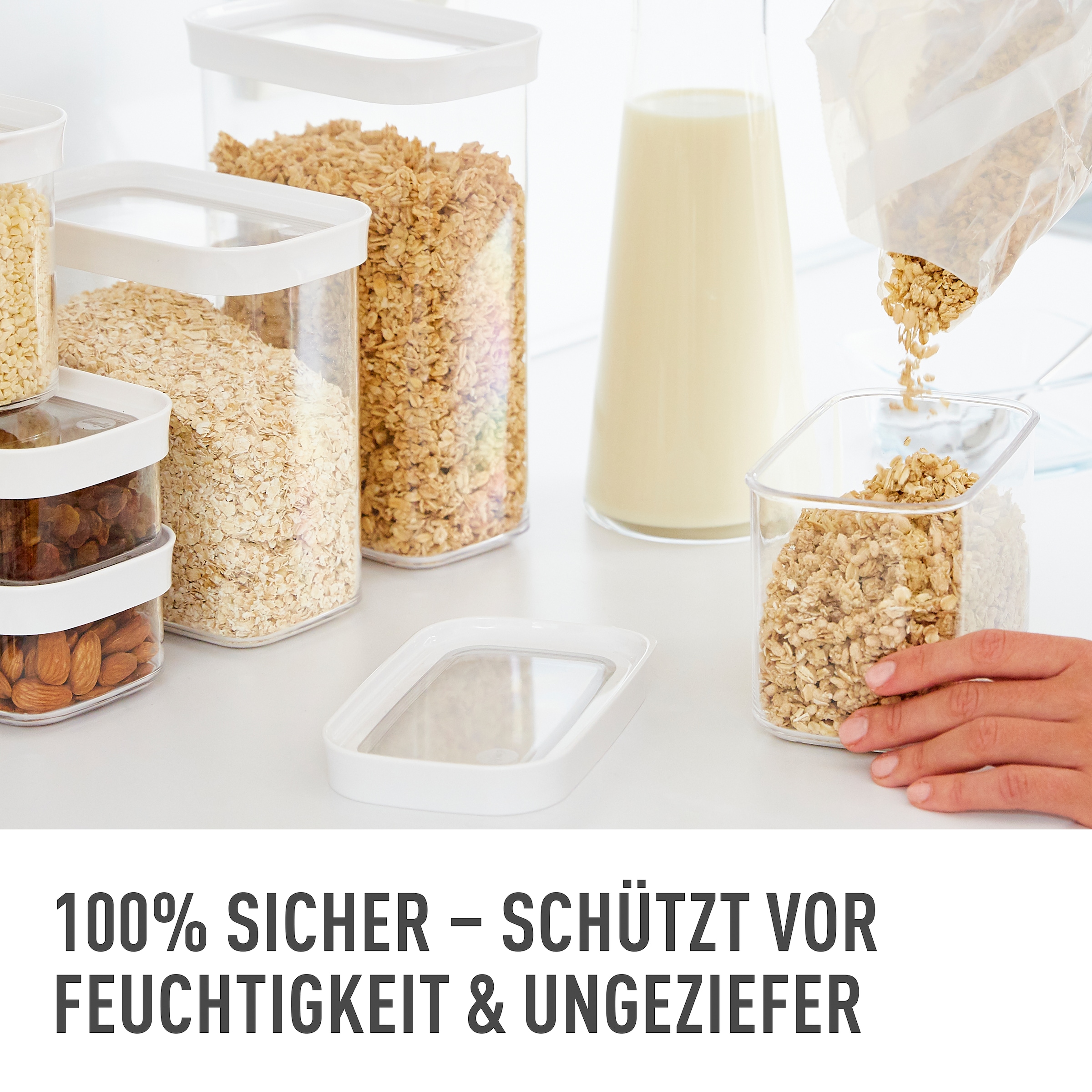 Emsa Vorratsdose »Optima«, (2 tlg.), 1,6 Liter, rechteckig, frische Dichtung, rutschfeste Stapelränder